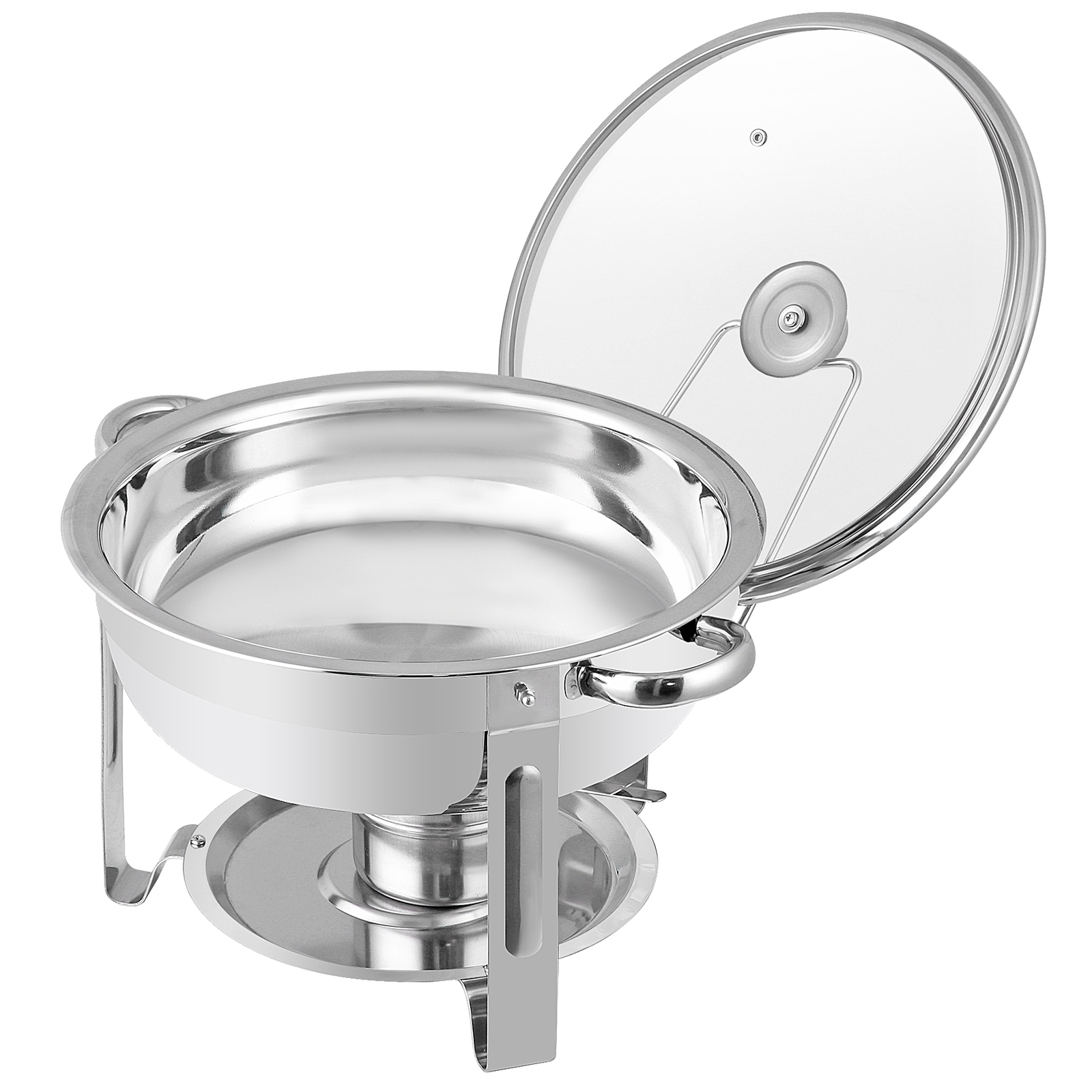 2 PCS 5 Qt Stainless Steel Round Chafing Dishes Buffet Warmer Set with Lid