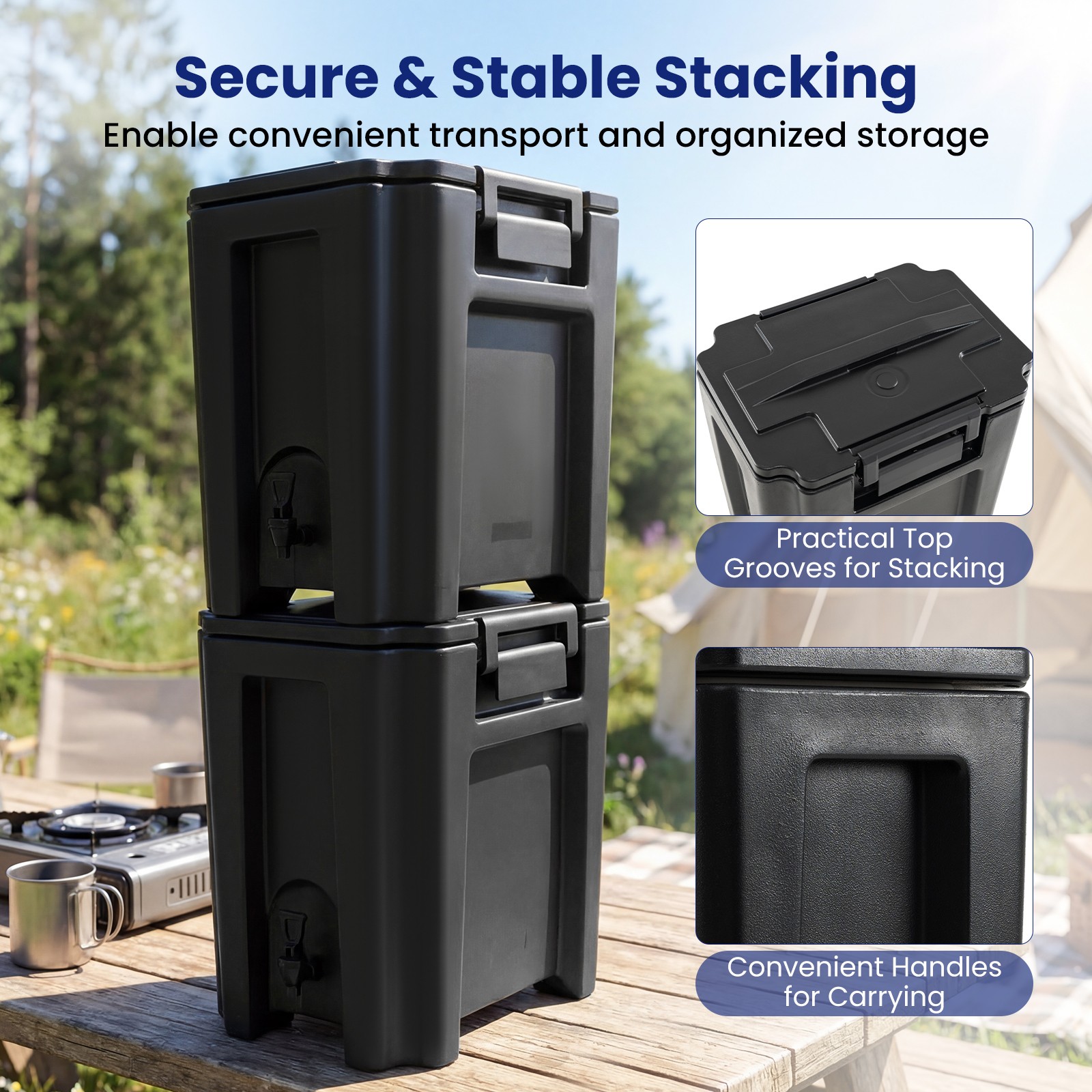 2PCS 13.2 Gal Insulated Beverage Dispenser with Handles & Two-Stage Faucet