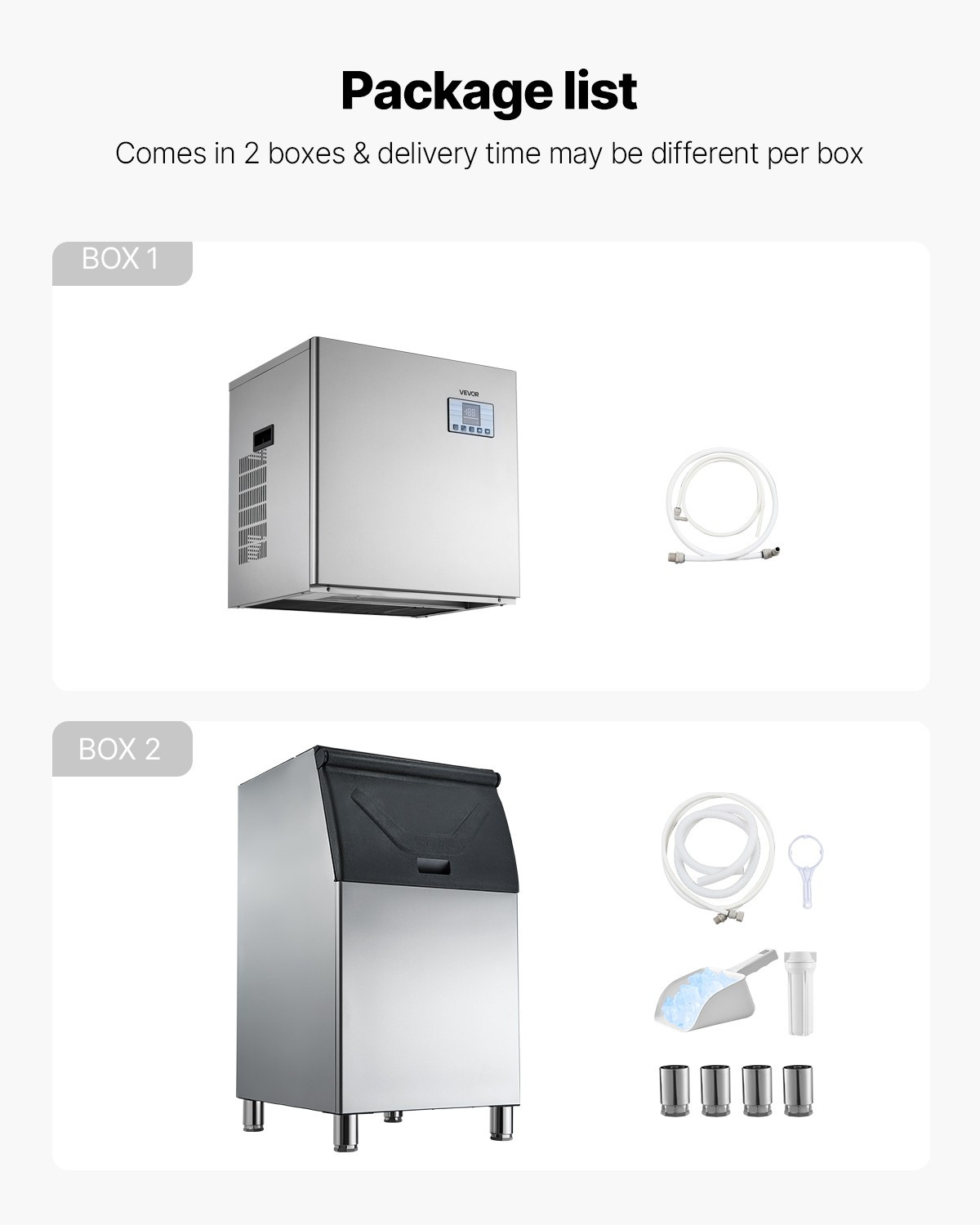 VEVOR Commercial Ice Maker 400LBS/24H with 300LBS Storage Bin Auto Self-Cleaning