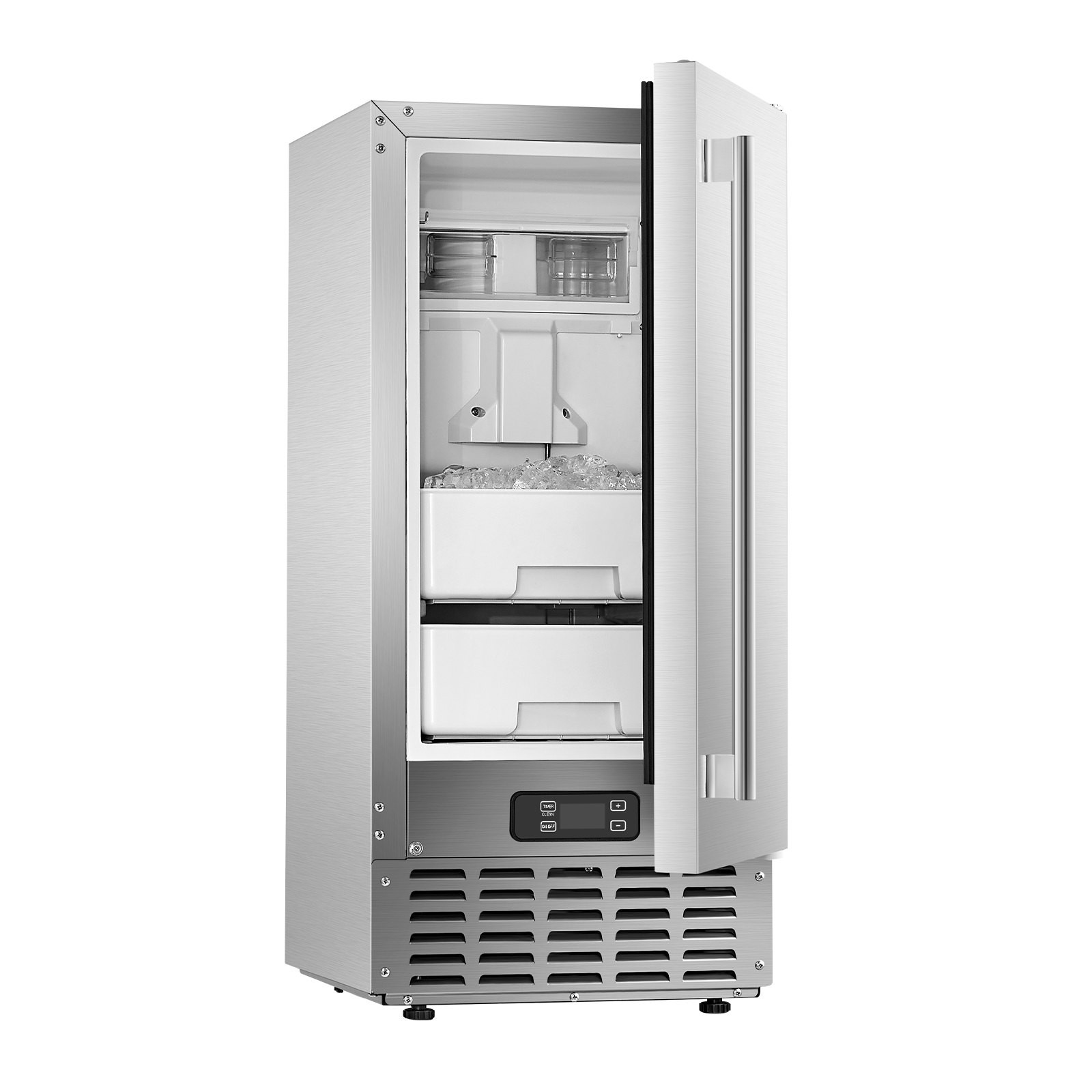 66LB/Day Built-In Nugget Ice Maker Under Counter Stainless Steel Reversible