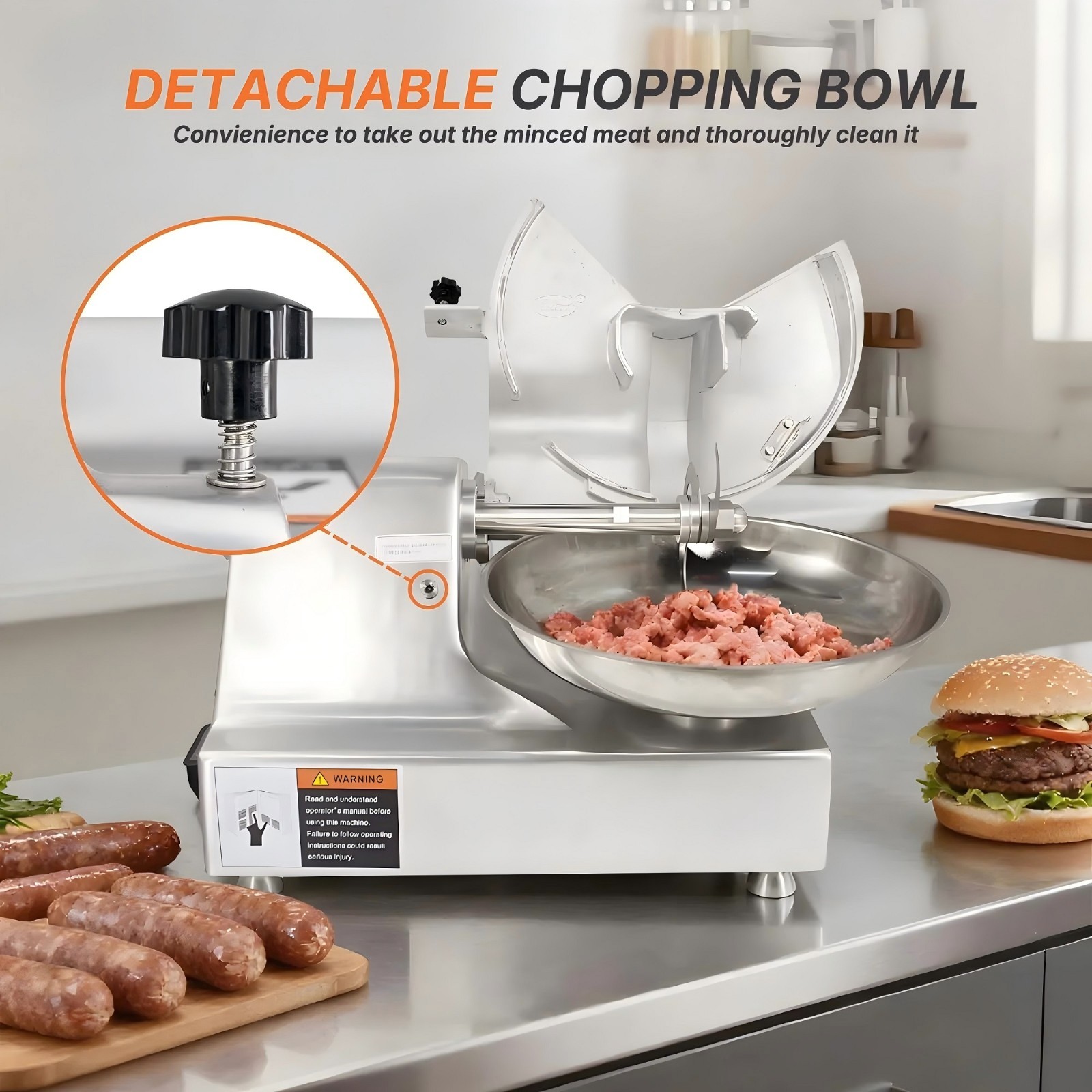 Hakka Commercial 10L Meat Bowl Cutter Mixer Buffalo Chopper Food Processor