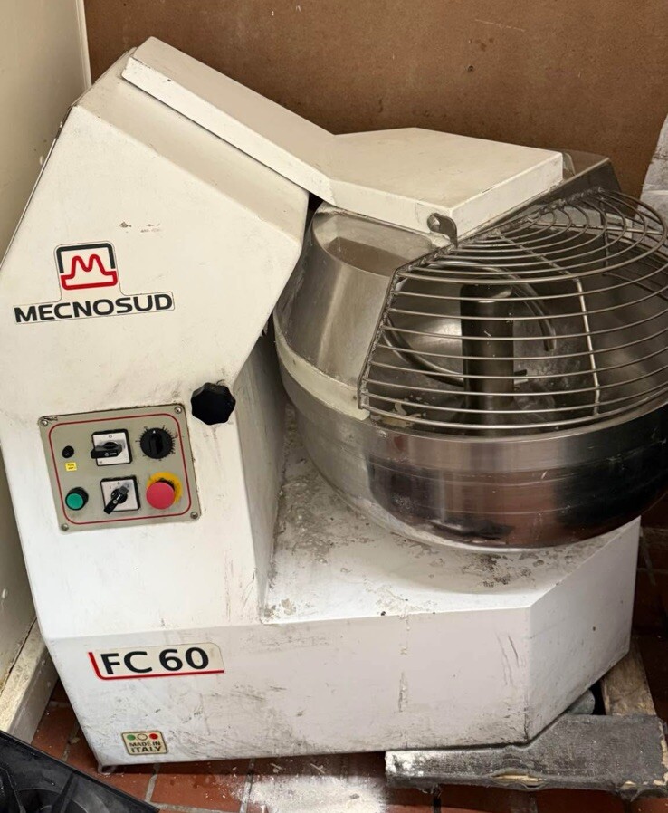 MECNOSUD FC60 74 Quarts Fork Pizza Dough Mixer 132 LB Bowl