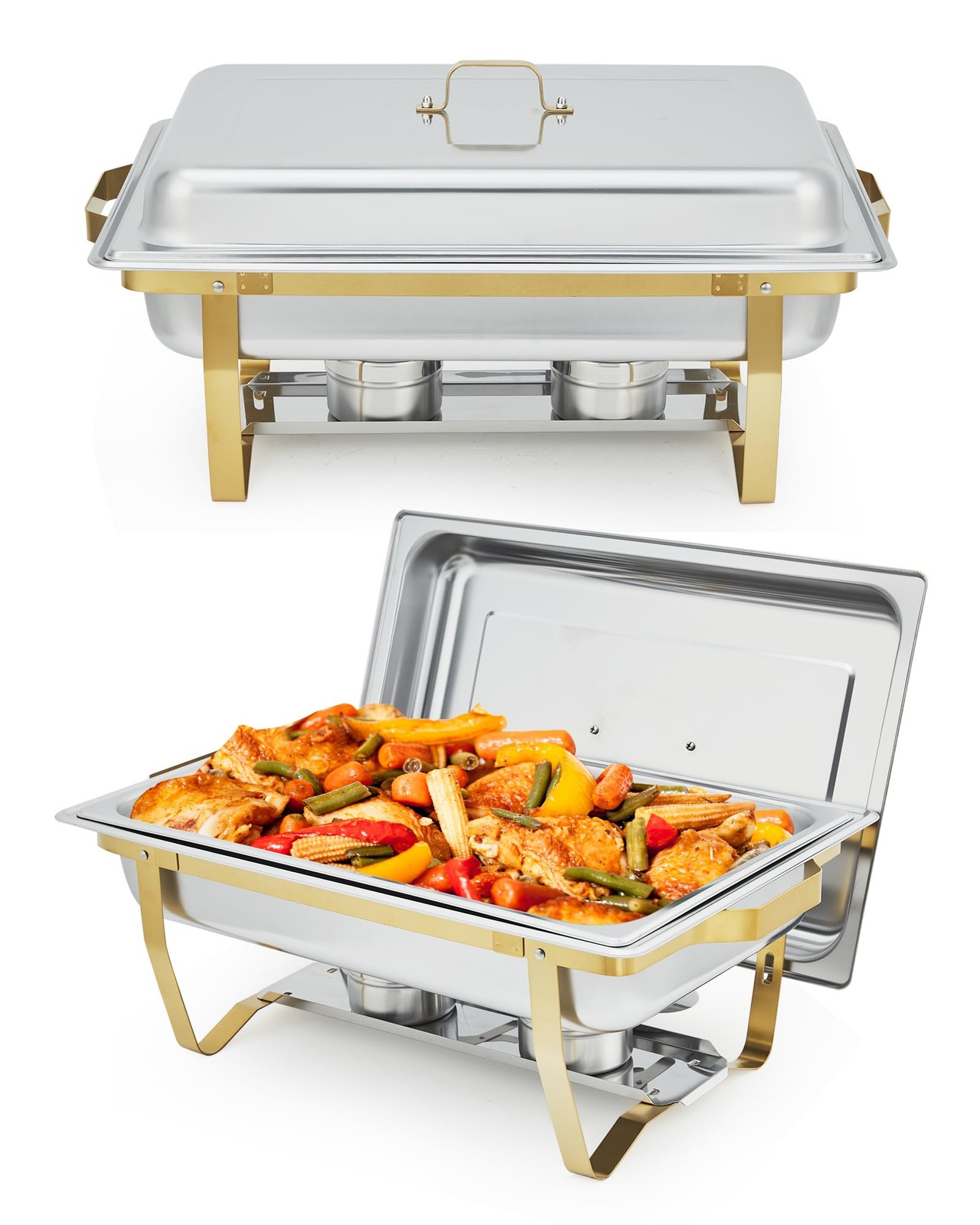 Superior Buffet Warmer Set – Rectangular Stainless Steel Chafing Dishes Food