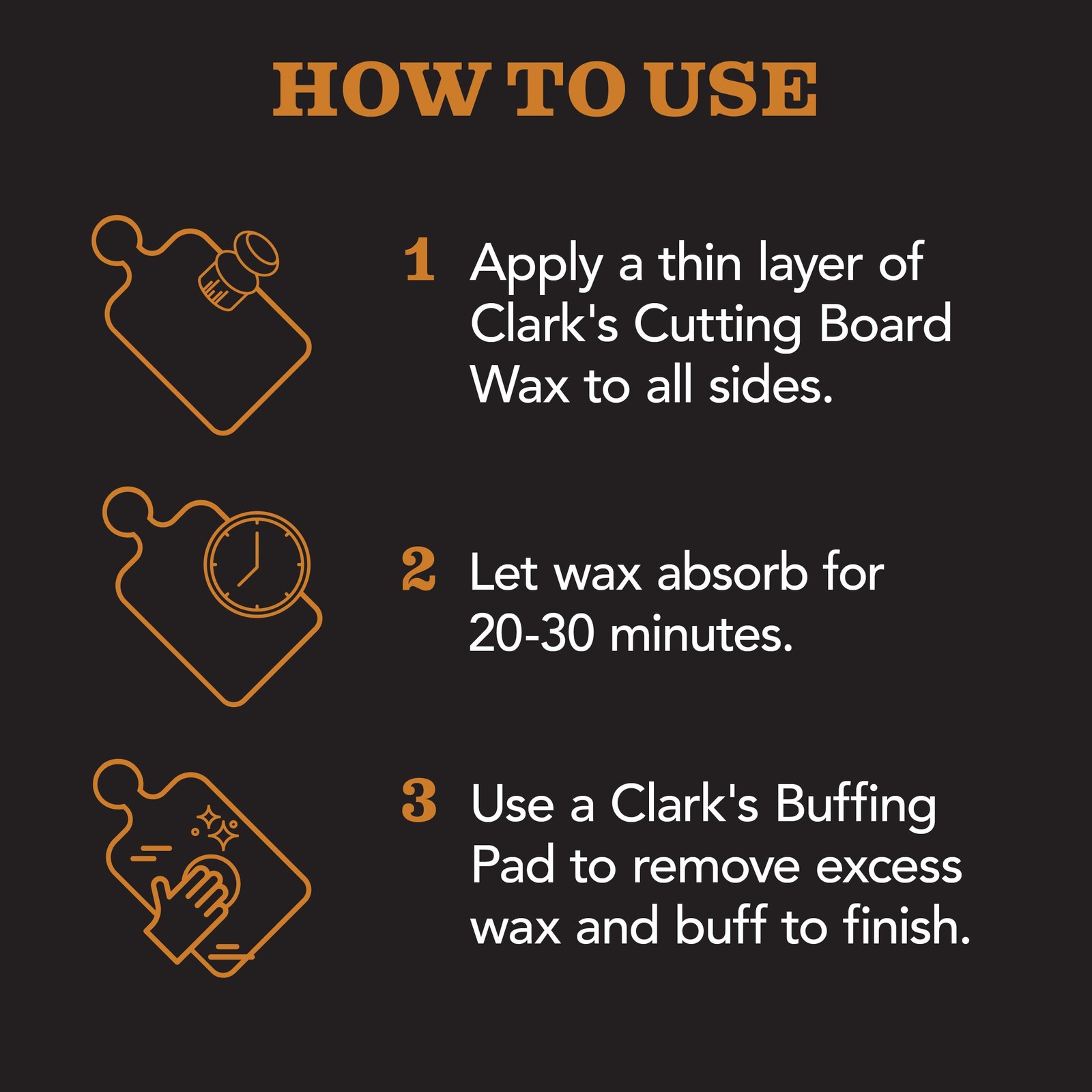 Cutting Board Finish Wax (6oz) by CLARK’S | Enriched with Lemon & Orange Oils |