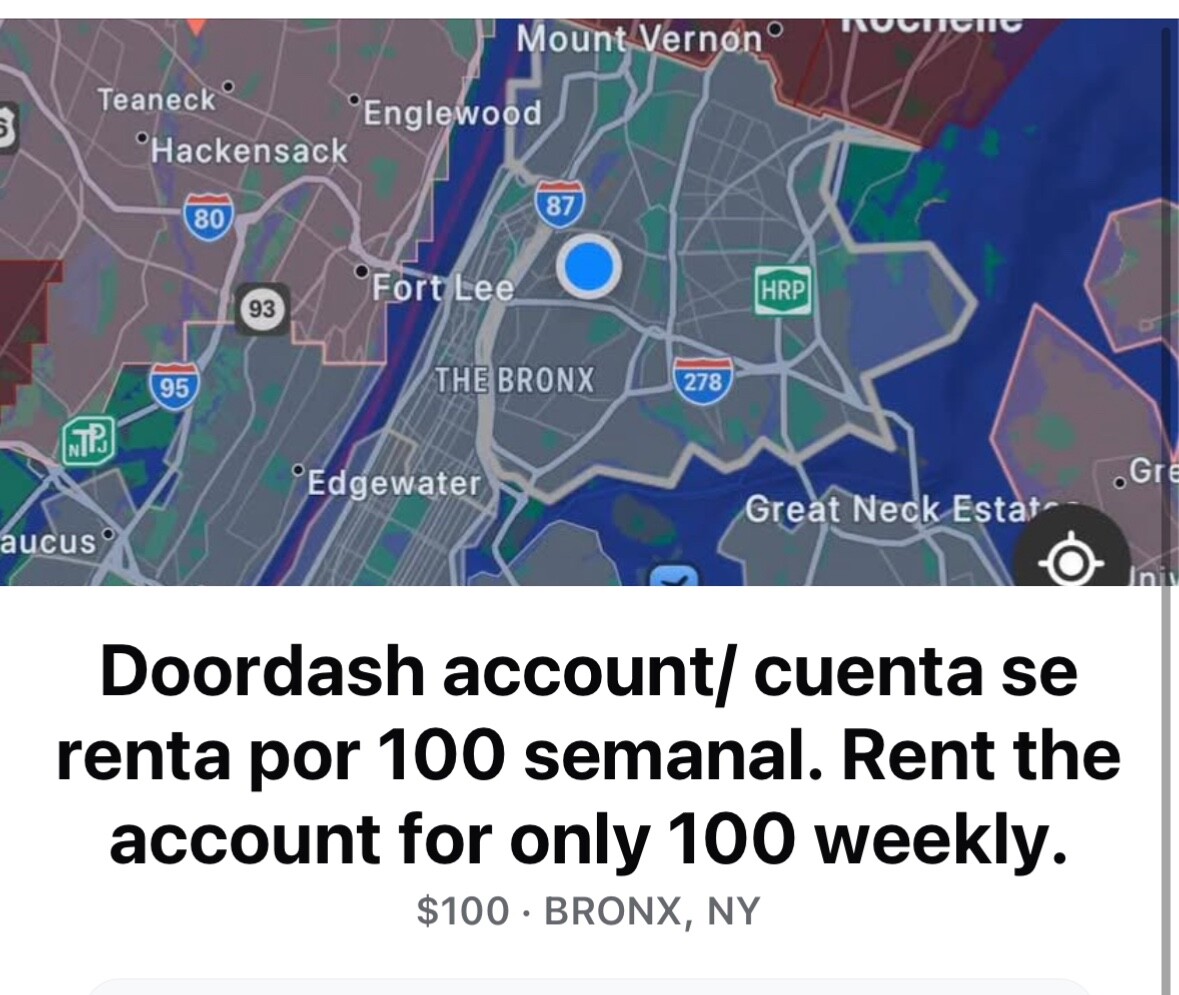 Doordash account/ cuenta de doordash Hot Cold Food Delivery