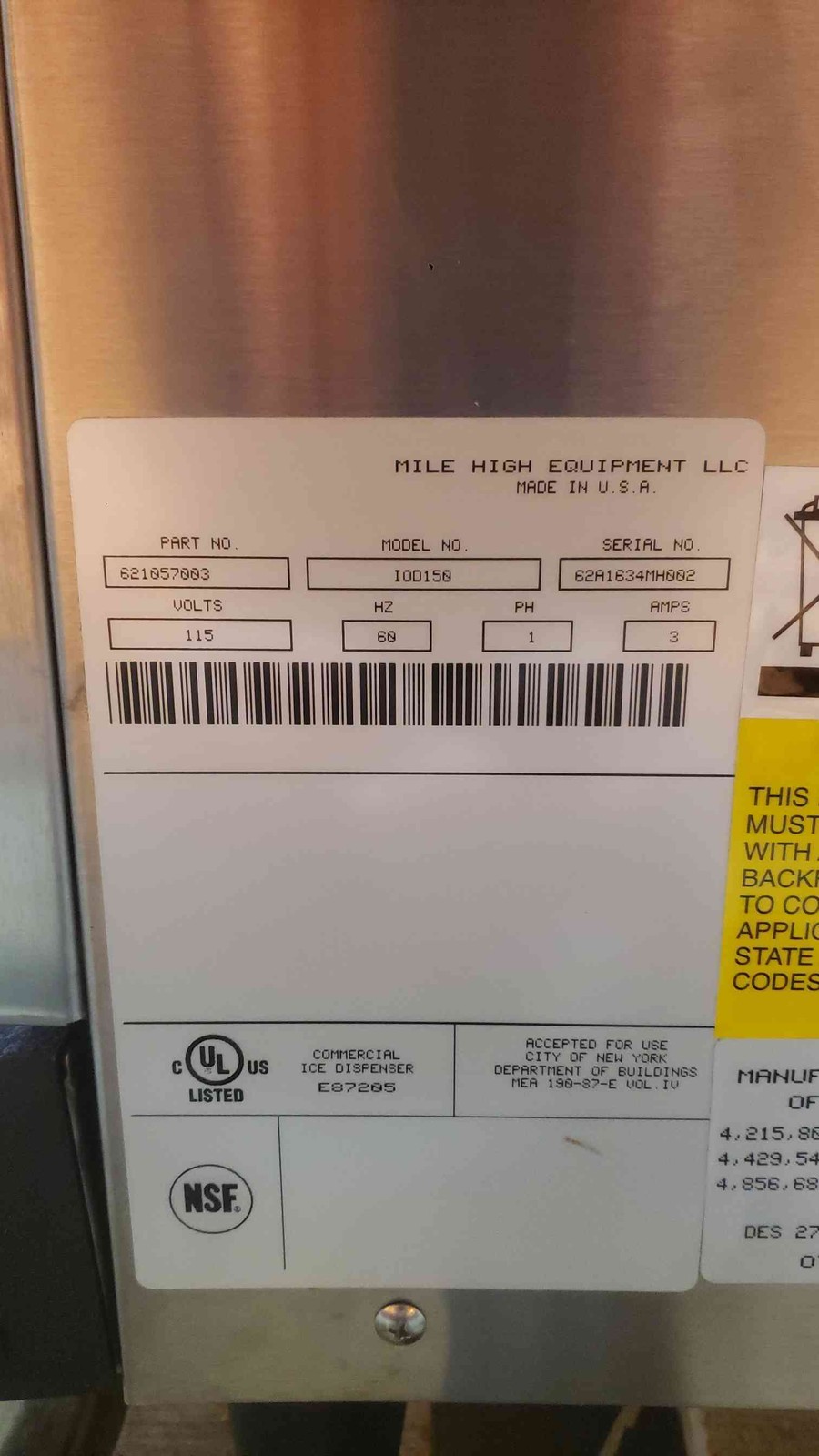 Ice-O-Matic IOD150 150lb Countertop Commercial Ice Dispenser – 115V – Mile High