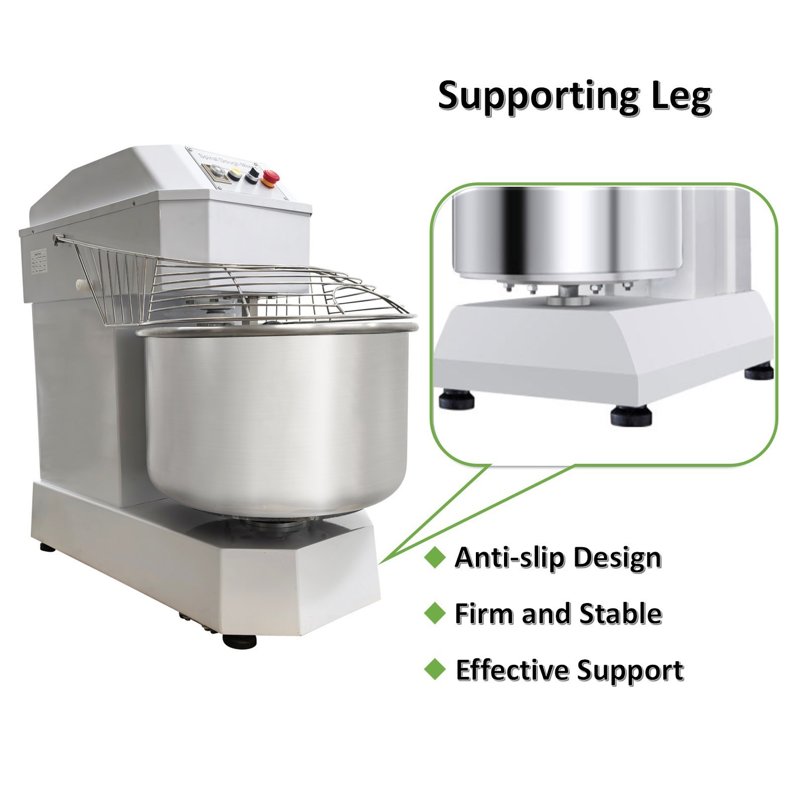 PreAsion® 220V Electric Spiral Dough Mixer 80QT Commercial Flour Mixer Machine