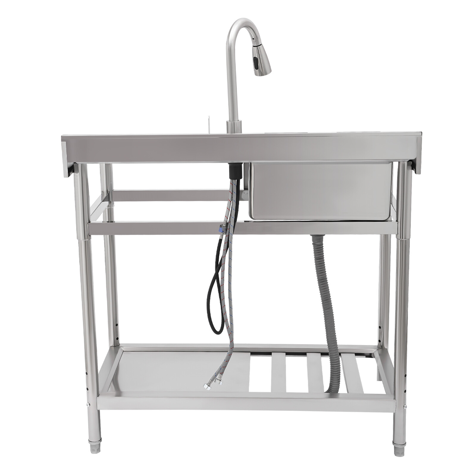 201 Stainless Steel Restaurant Kitchen Sink Silver Free-standing Kitchen Sink
