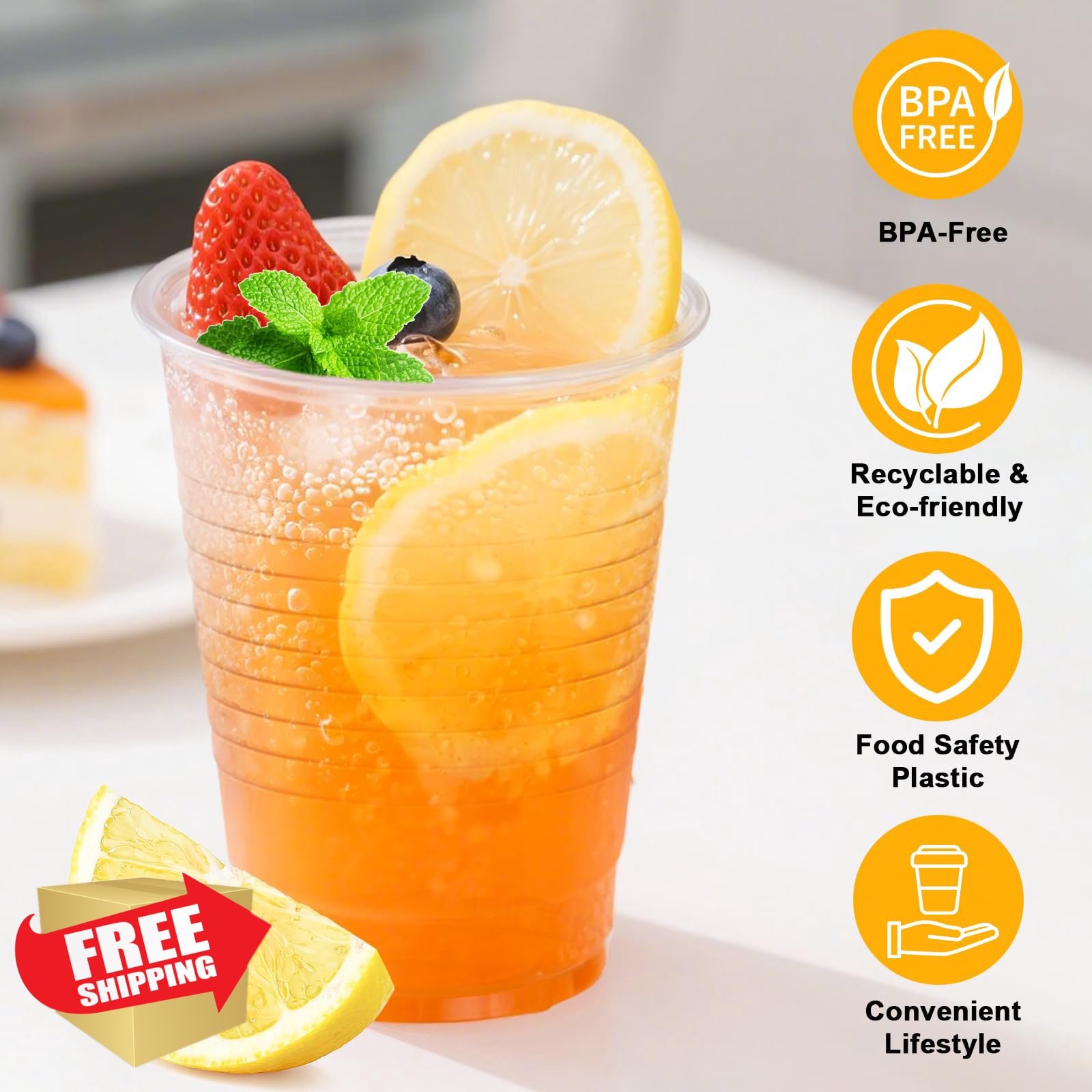 BYSNOW Clear Plastic Cups 12oz 300 Count