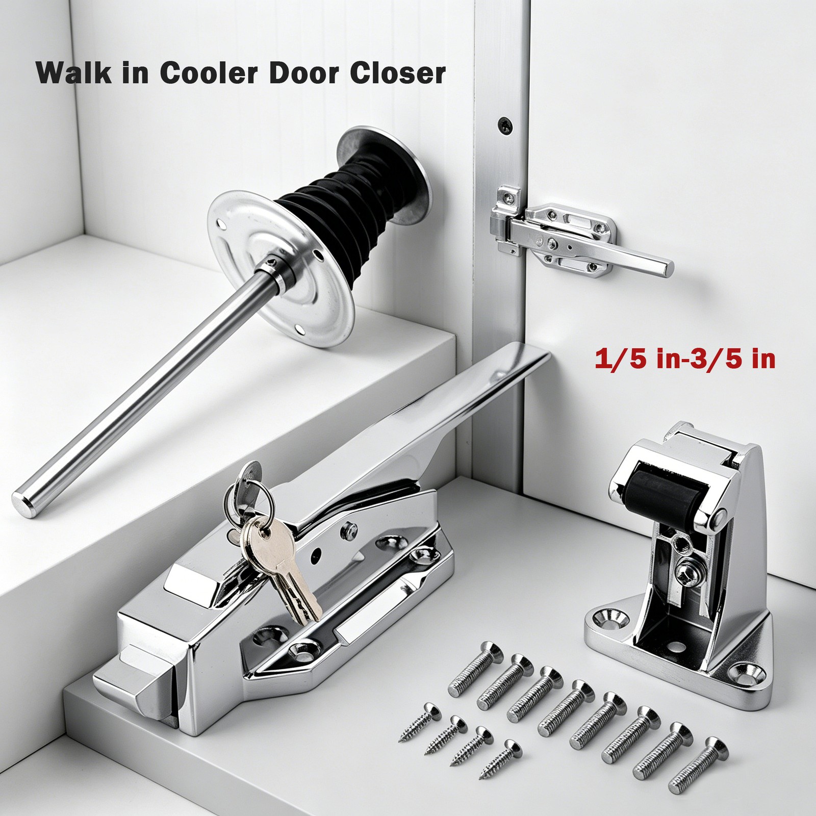 Duty Walk-In Cooler Door Closer Complete Latch Freezer Doors Handle 1/5-3/5 in