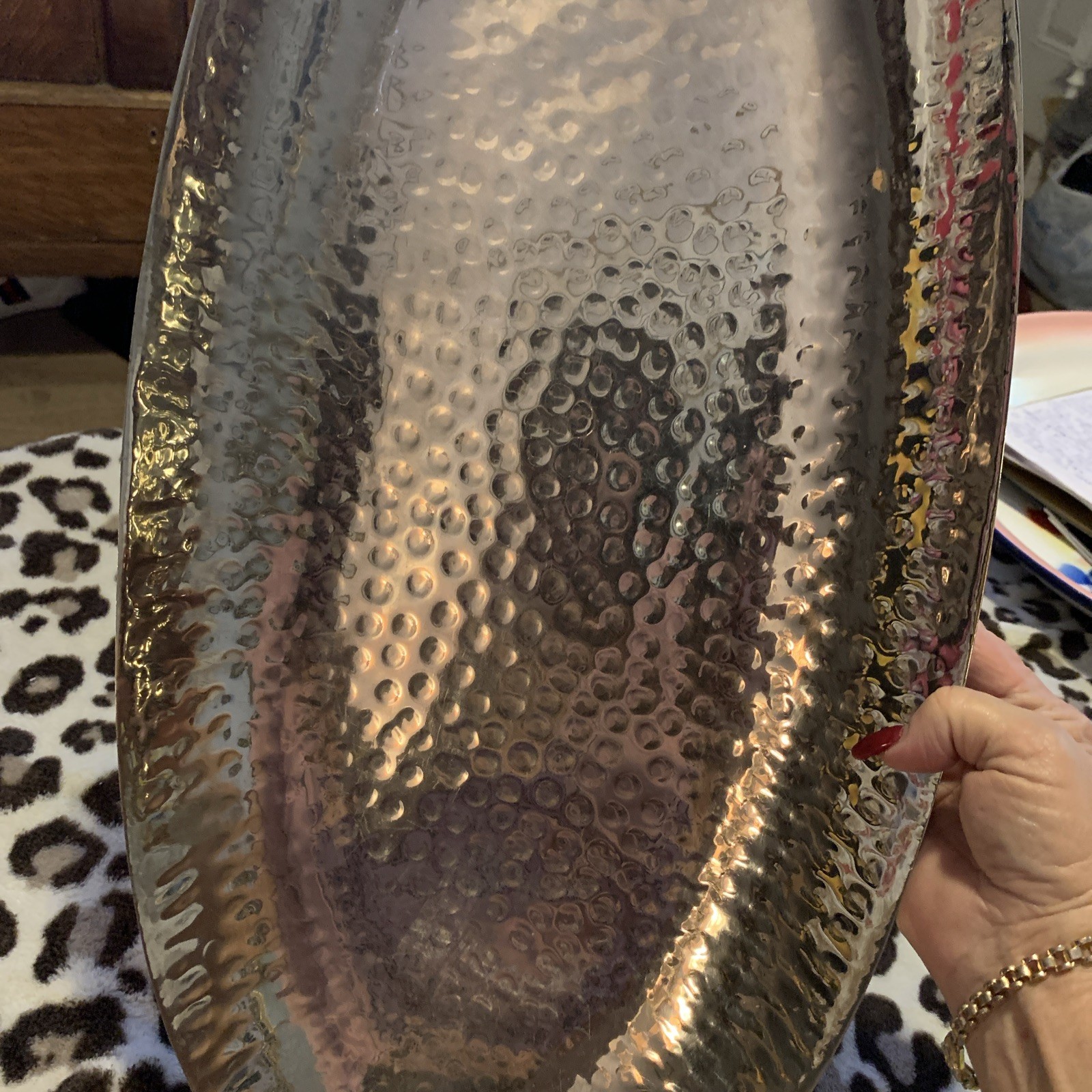 American Metalcraft Oval Hammered metal tray 22 1/2 x 12