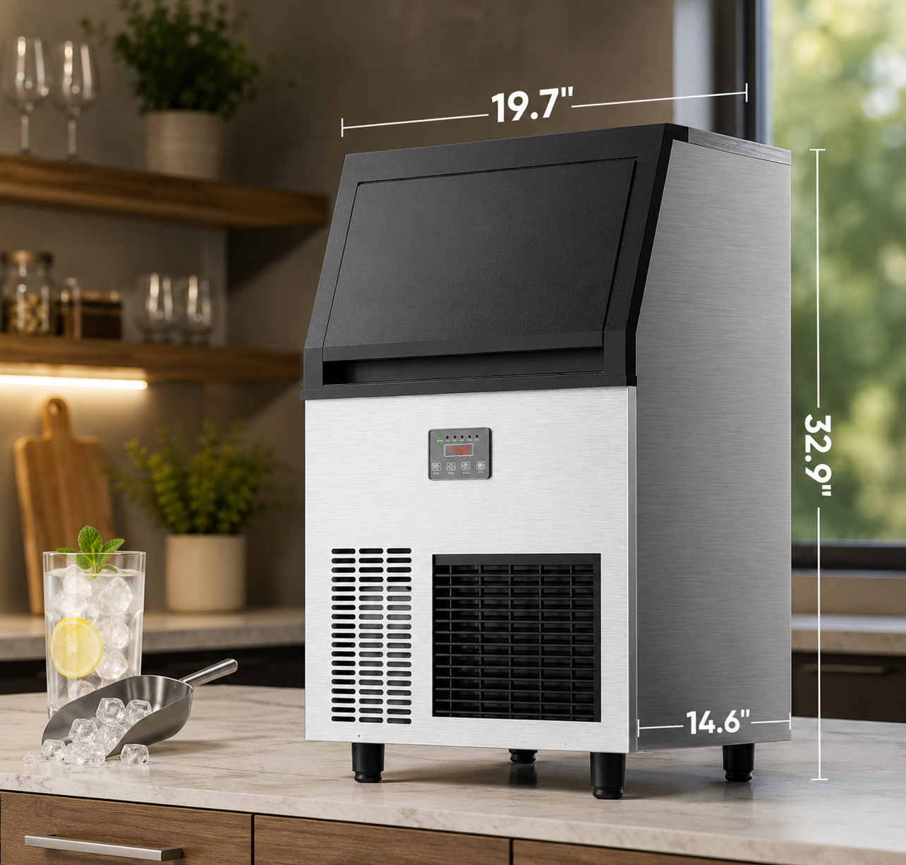 Coolake IM90BX-B Commercial Ice Maker 200lb/Day 50lb Storage New Sealed