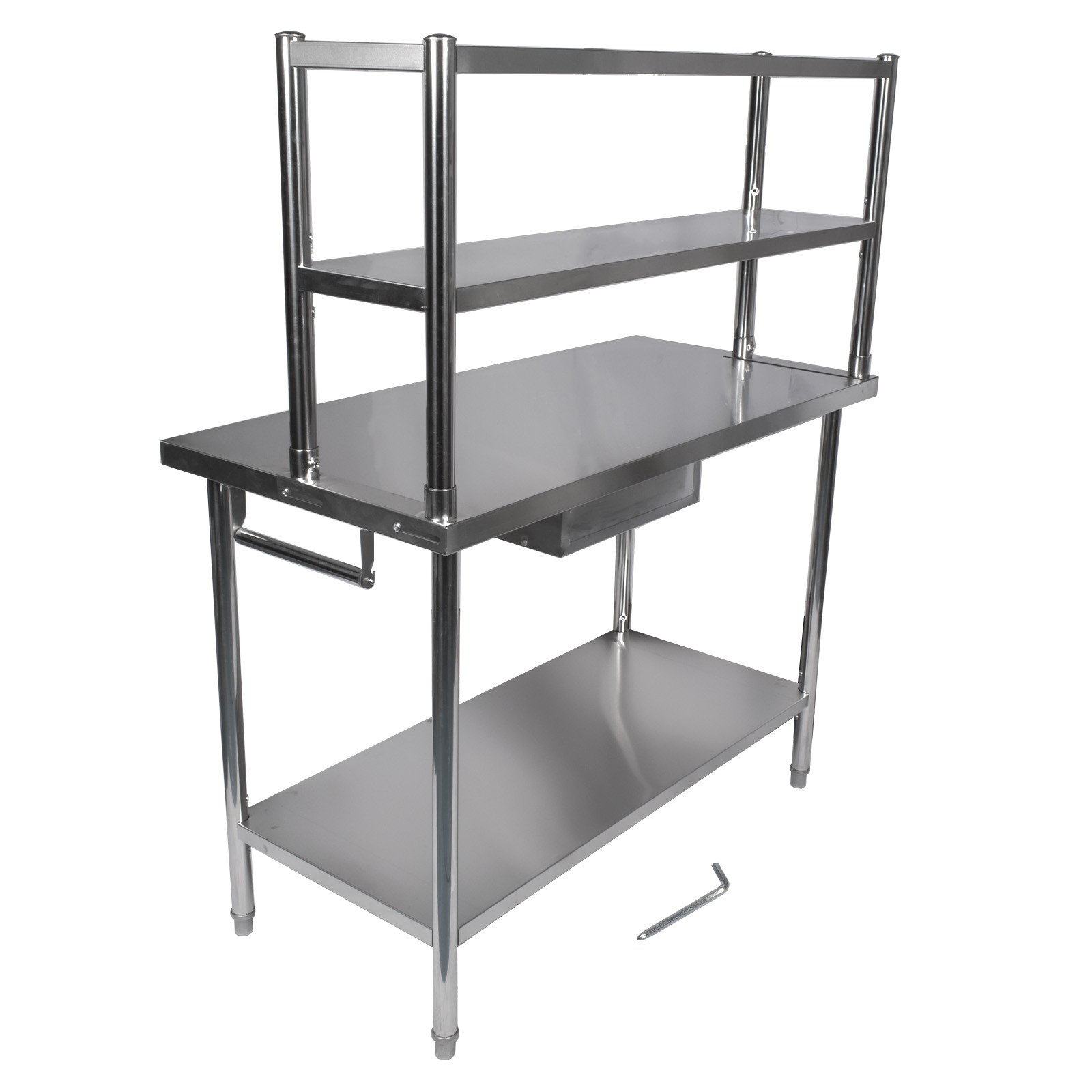 Kitchen Work Table Stainless Steel Restaurant Food Prep Table w/ Shelf & Drawer