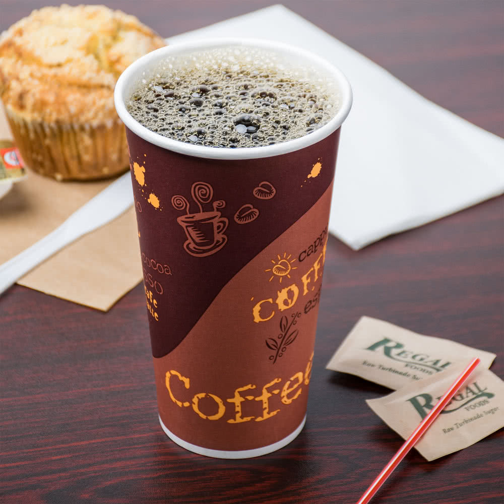 1200 CASE 20 Oz Print Poly Paper Hot Cup Tea Coffee Chocolate Take Out