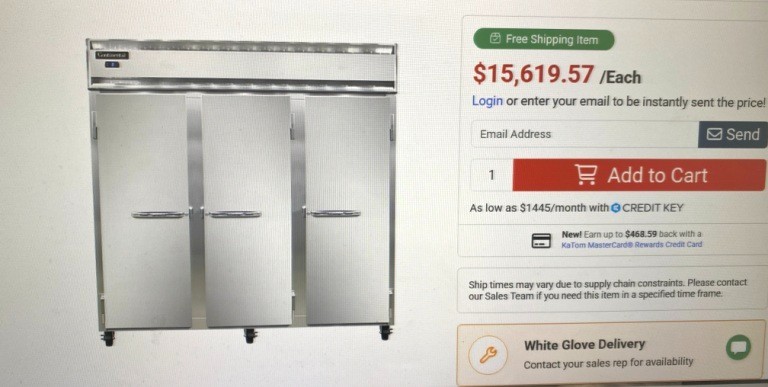 Freezer/ Continental Model 3F / 3 Solid Door Freezer 78″/ 70 Cu. Ft. NEW