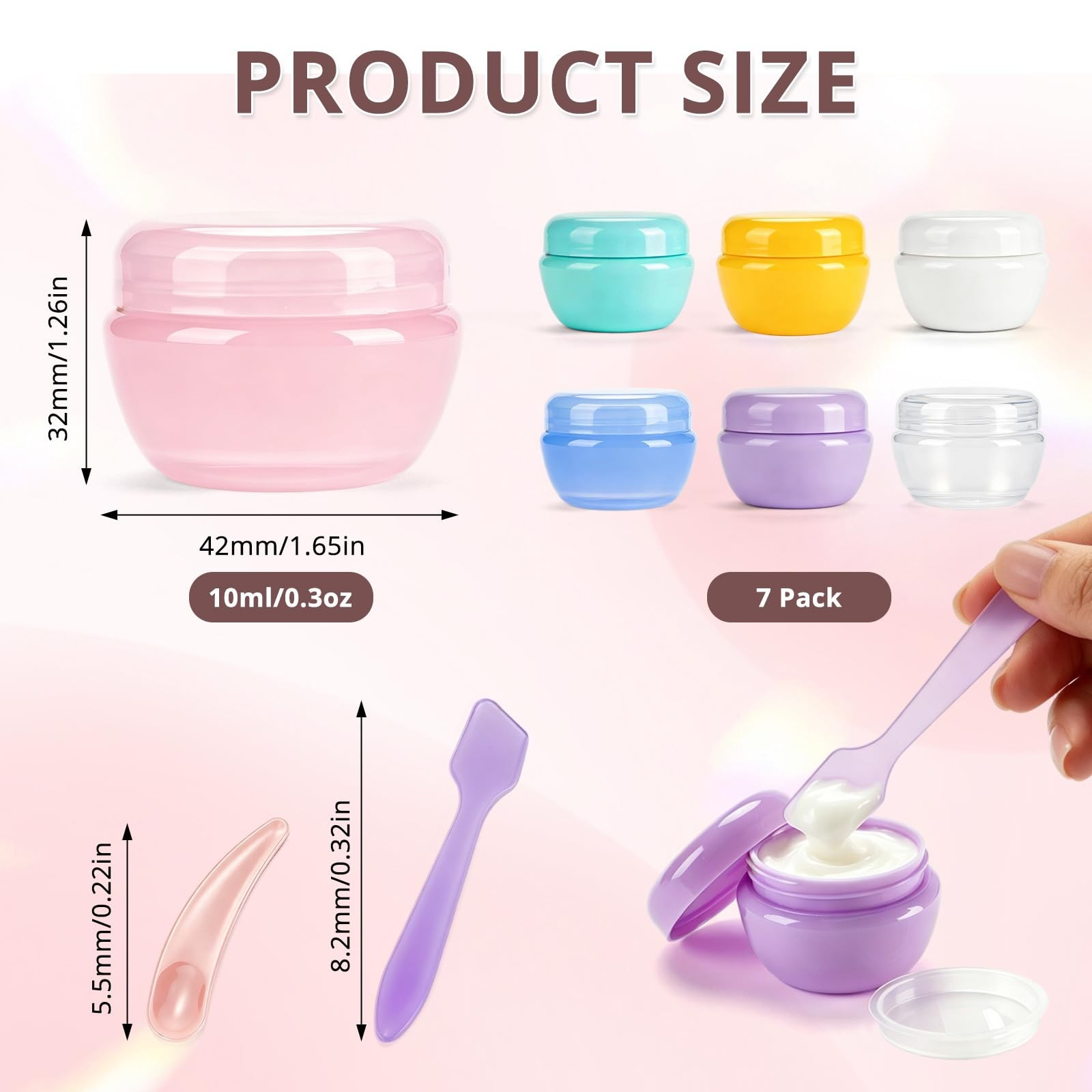 HurOutd 7 Pcs 20ml Small Travel Containers, Convenient Size 7 colors