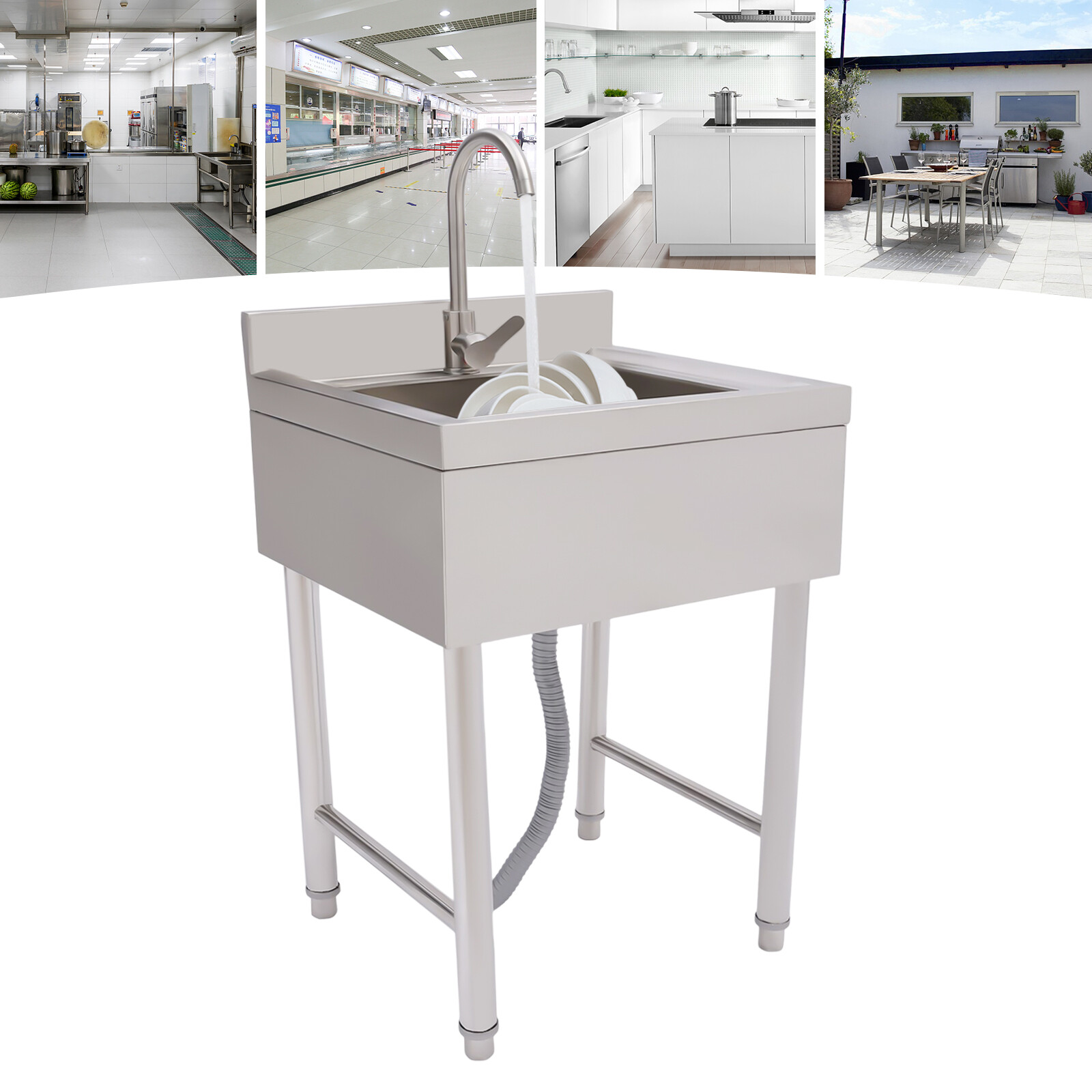 Stainless Steel Sink Restaurant Sink Free Standing 1 Compartment Sink Catering