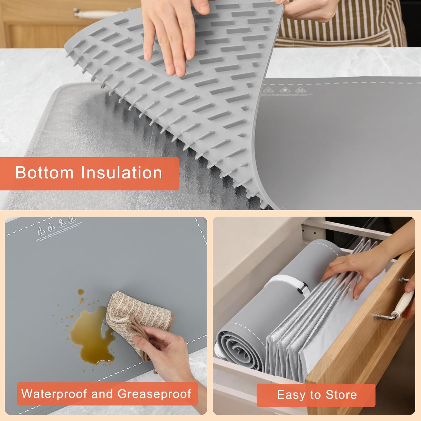 FYY Extra Long Warming 3X-Large Size: 43″x15″ with Heat-resistant Mat, Gray