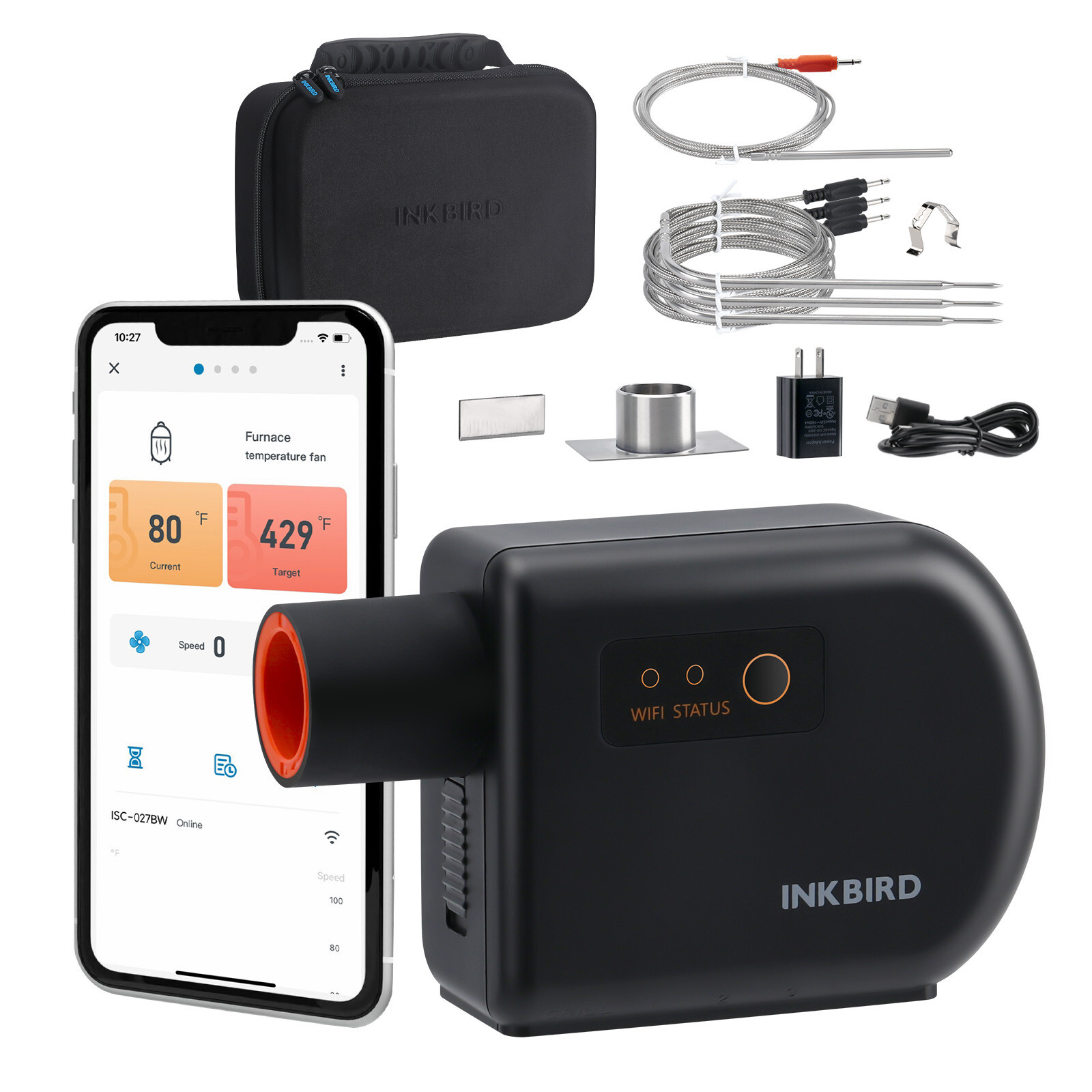 Automatic Smoker Fan Controller Bluetooth Wi-Fi BBQ Thermometer ISC-027BW Primo