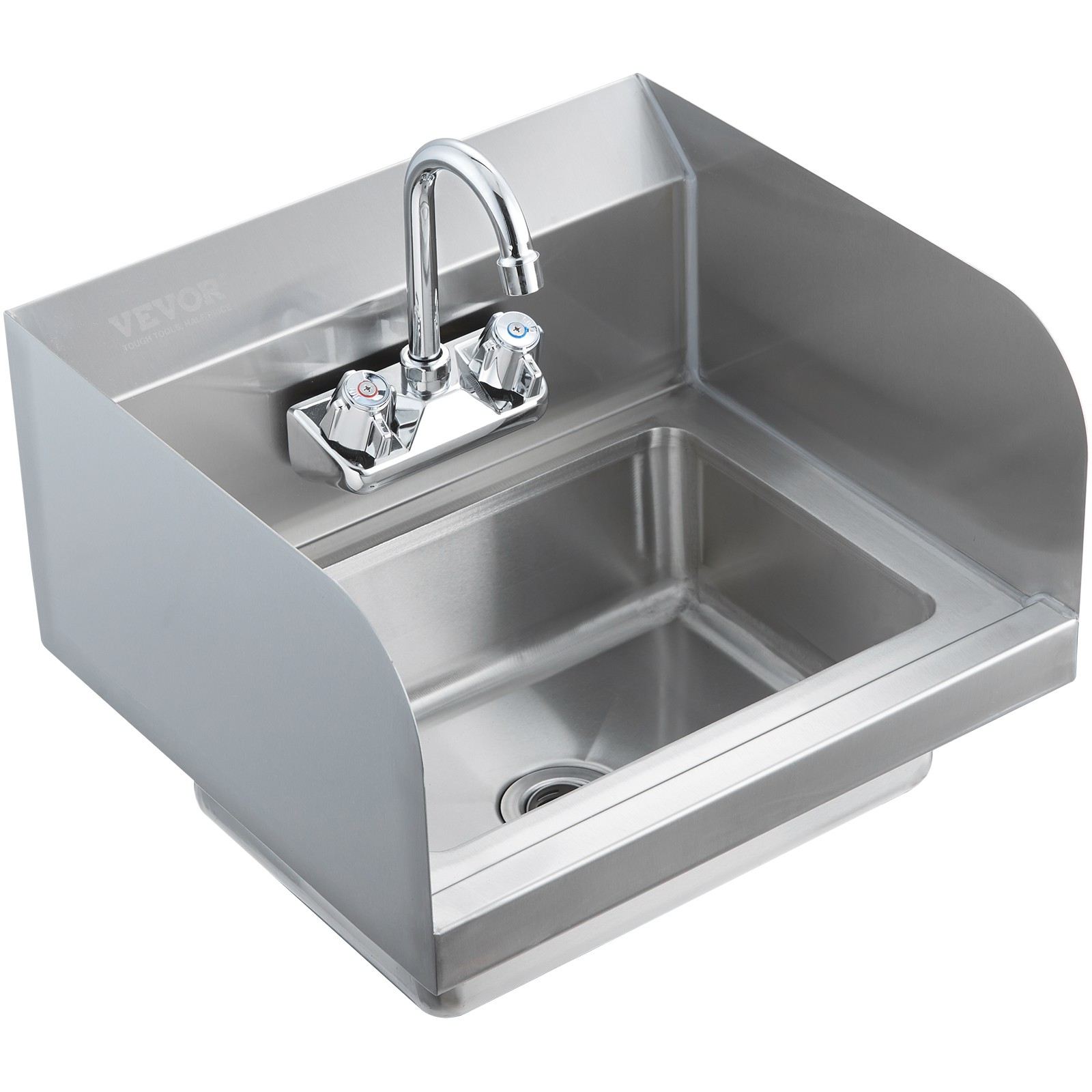 VEVOR 17″x12.8″ Commercial Hand Wash Sink Wall Mount Basin Stainless Steel NSF