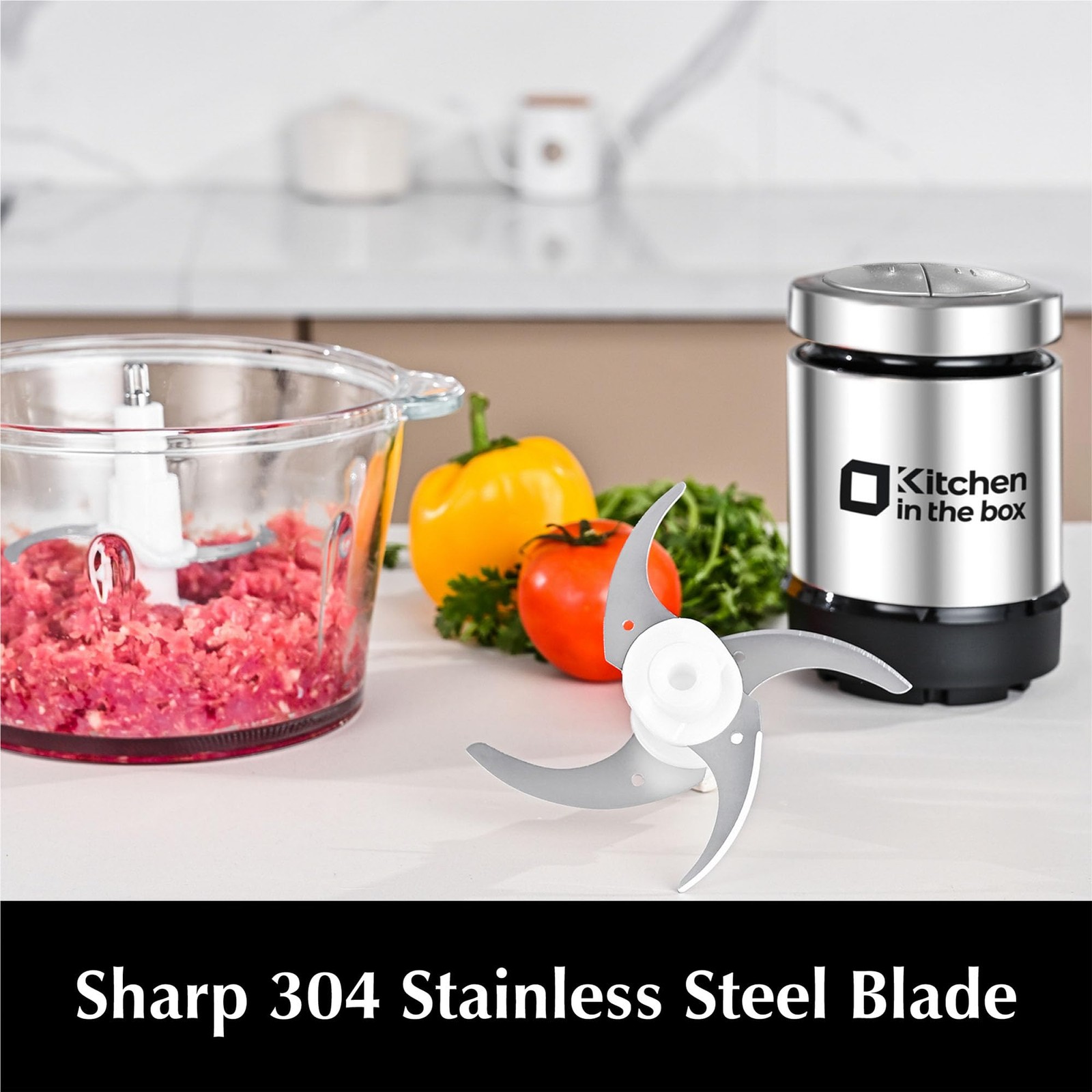 Kitchen in the box Food Processor, Electric Meat Sliver,8cup+8cup, silver