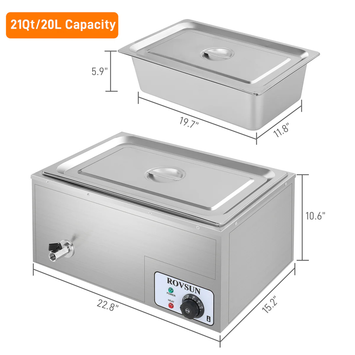 Rovsun 21qt Full Pan Electric Steam Table g46000235