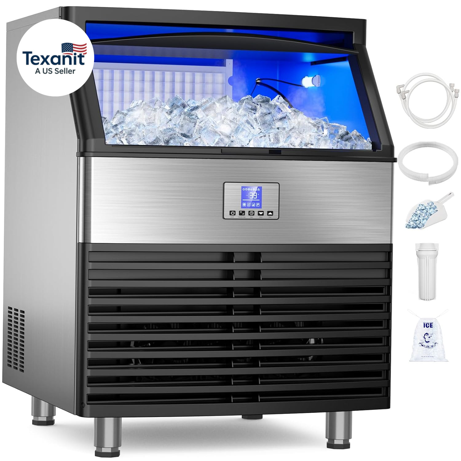 Commercial Ice Maker Machine 450LBS/24H, under Counter Ice Machine, Upgrade Comp