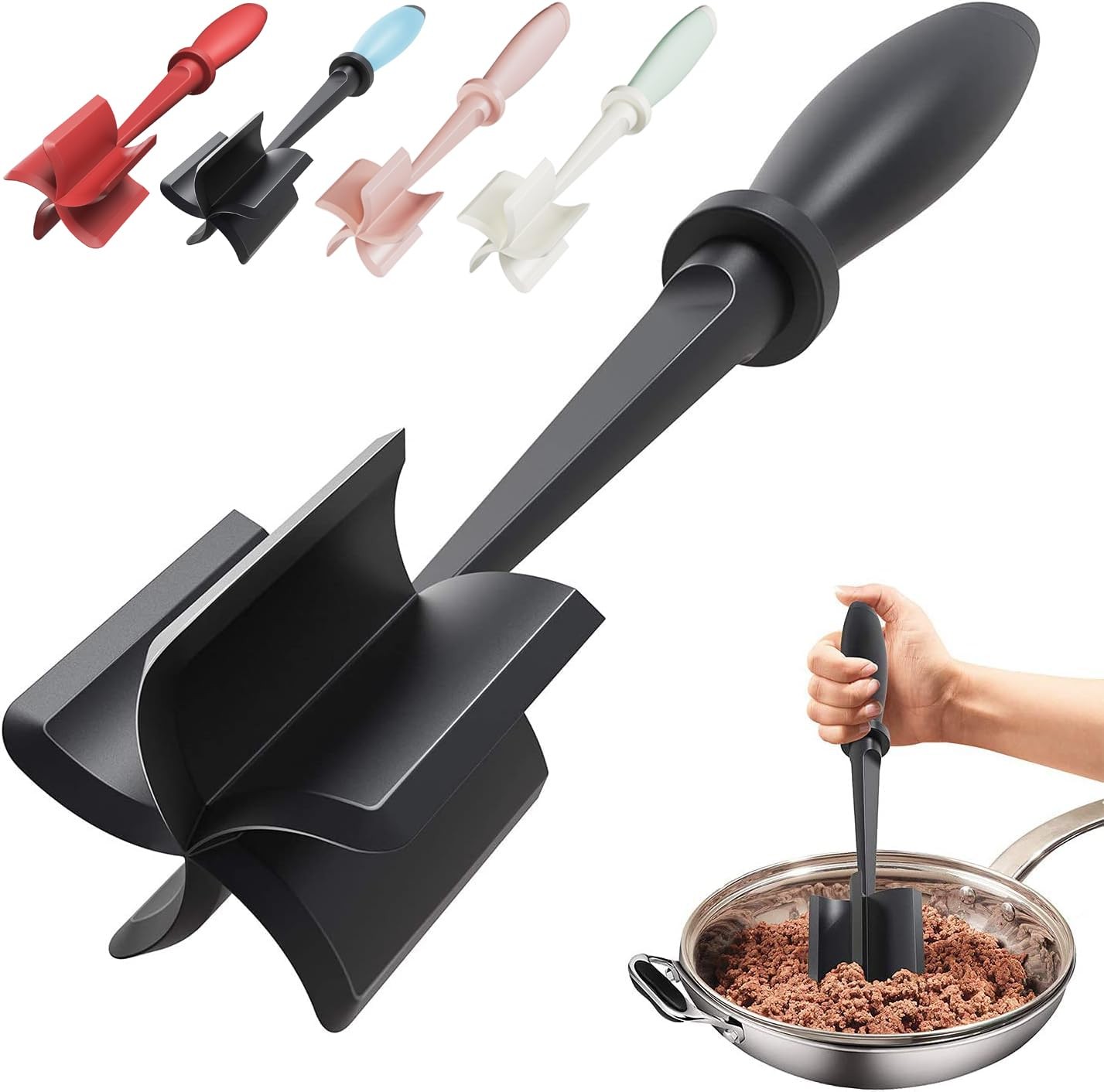 Upgrade Meat Chopper, Heat Resistant Masher for M, 1 Pack-Black