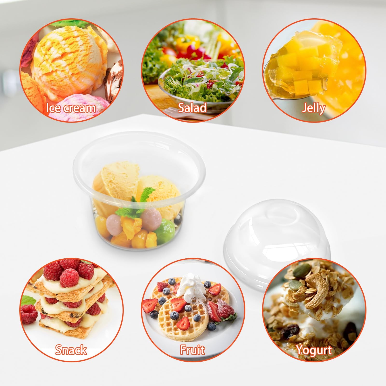 Jnnzzggu 50 Pcs 8 OZ Disposable Plastic Cups with Dome Lids, 50pcs 8oz, Clear