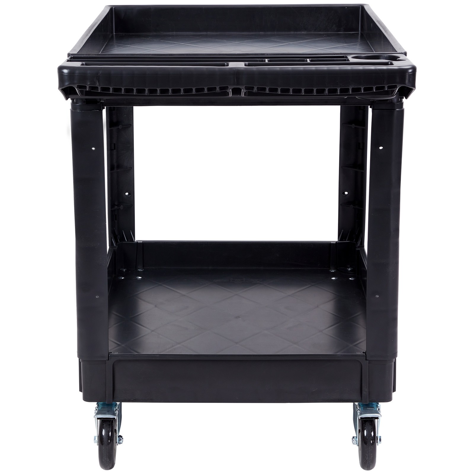 VEVOR Utility Service Cart 2 Shelf 550LBS 360° Swivel Wheels (2 with Brakes)