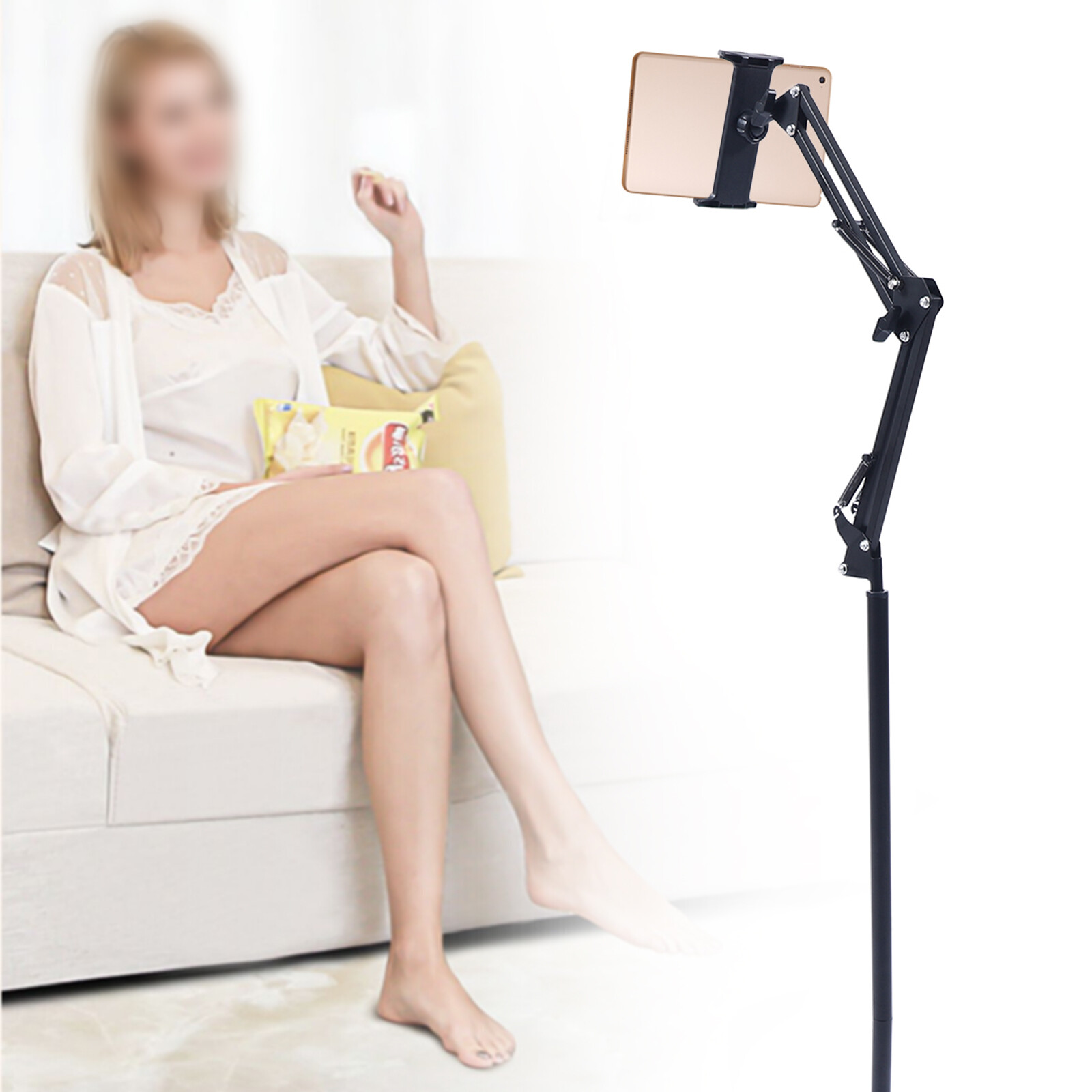 360° Adjustable iPad Tablet Holder Floor Stand Universal Clamp for 4-17cm Phone
