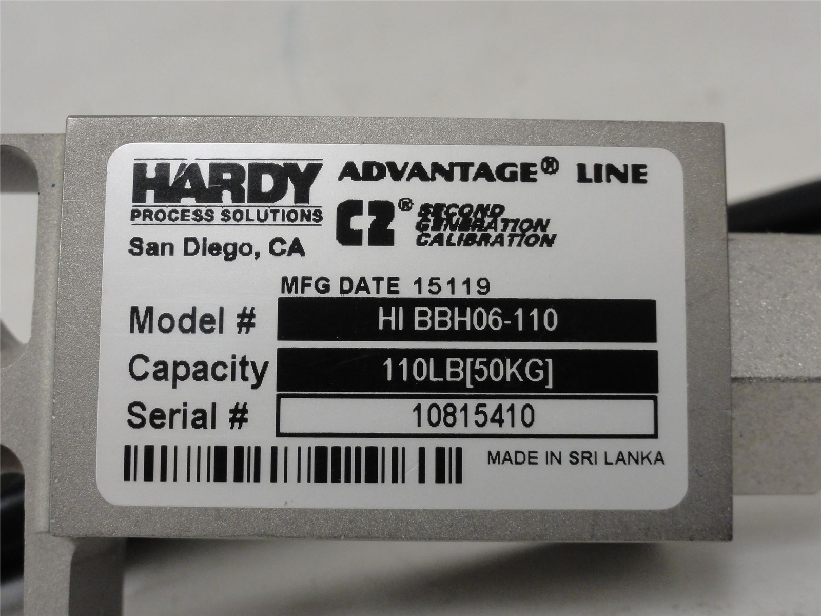 236444 New-No Box; Hardy HI BBH06-110 Load Sensor; 110LB; 10Ft Cable; Type SB6