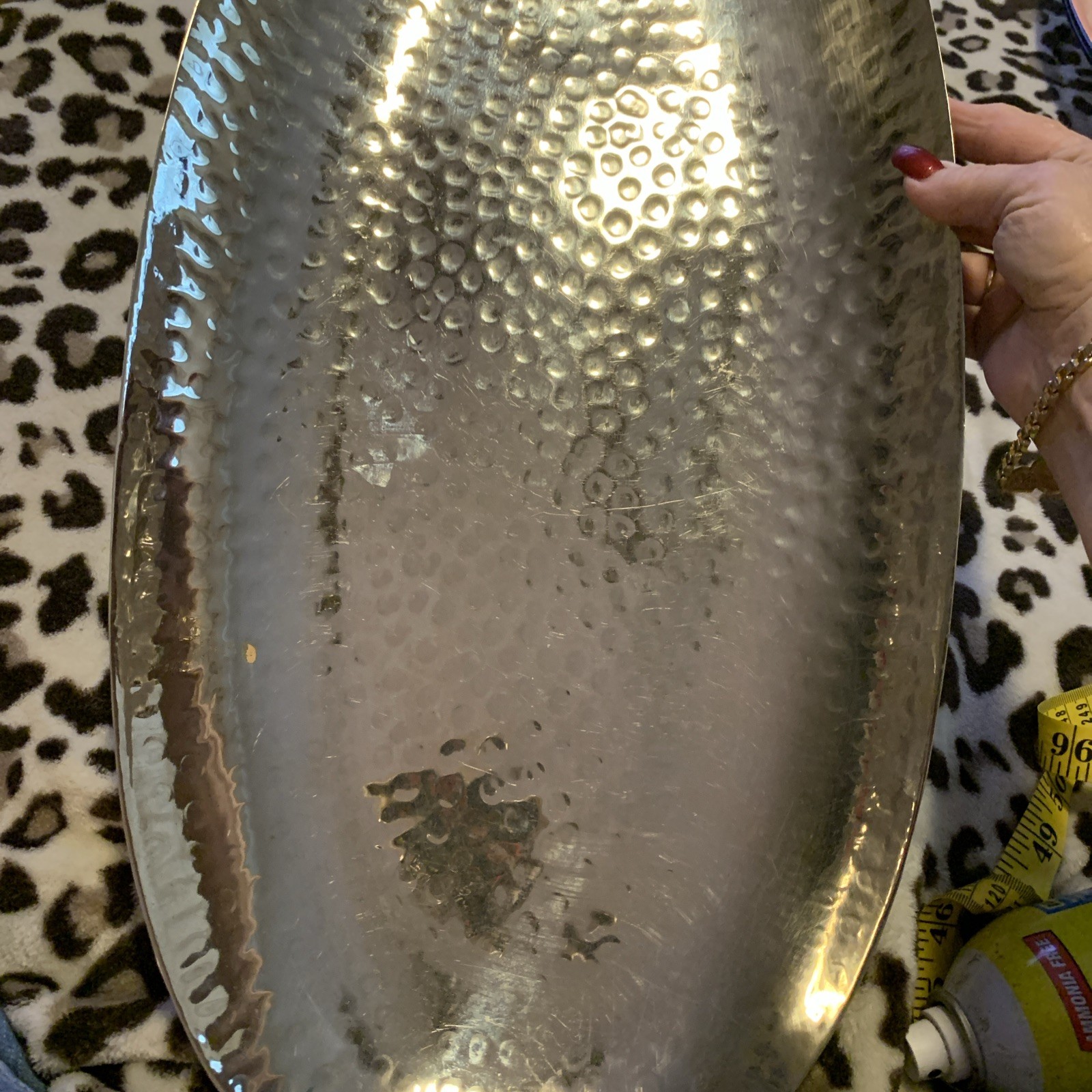 American Metalcraft Oval Hammered metal tray 22 1/2 x 12