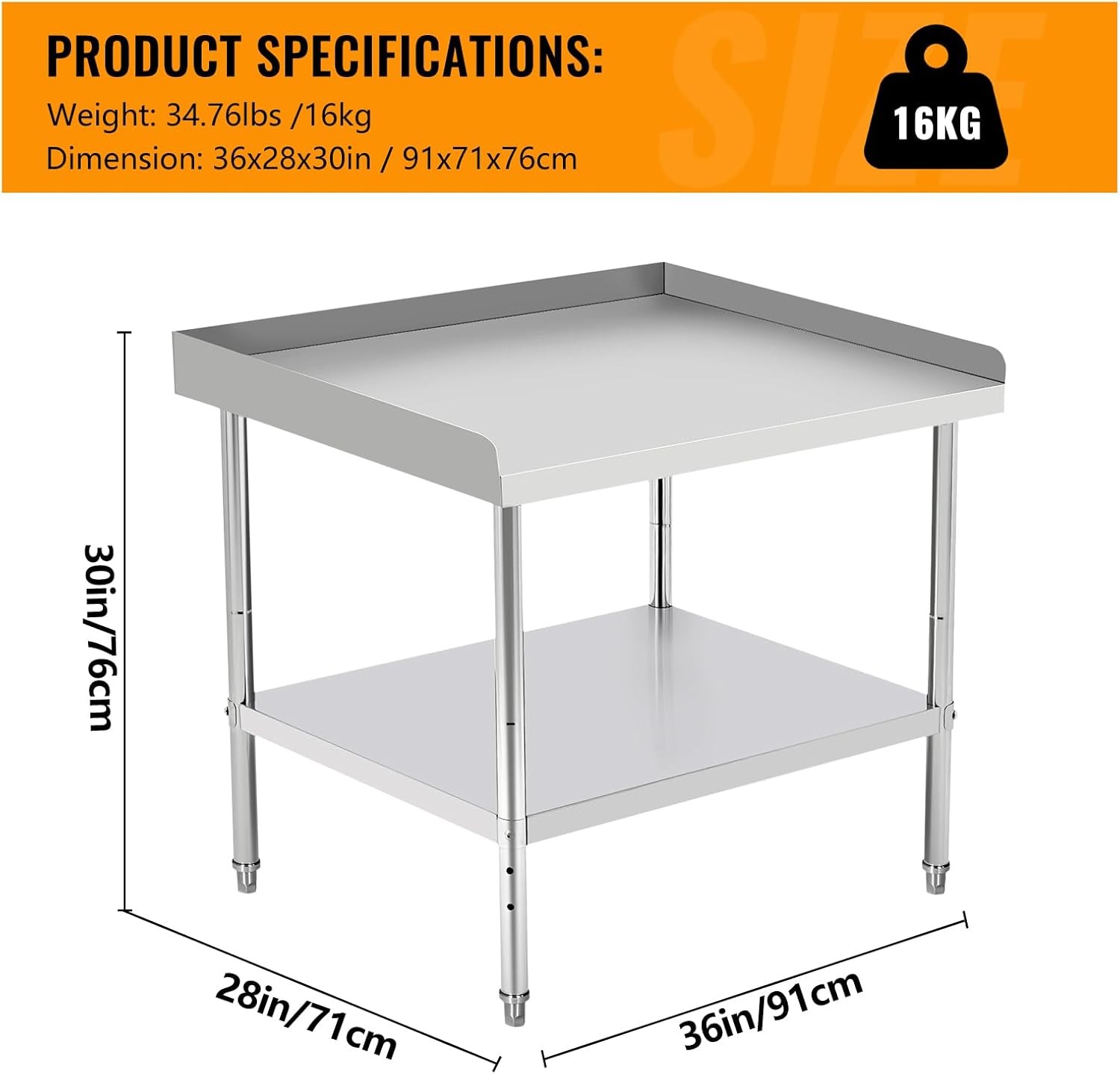 Stainless Steel 24″/28″/30″ NSF Commercial Kitchen Work Prep Table w/Backsplash