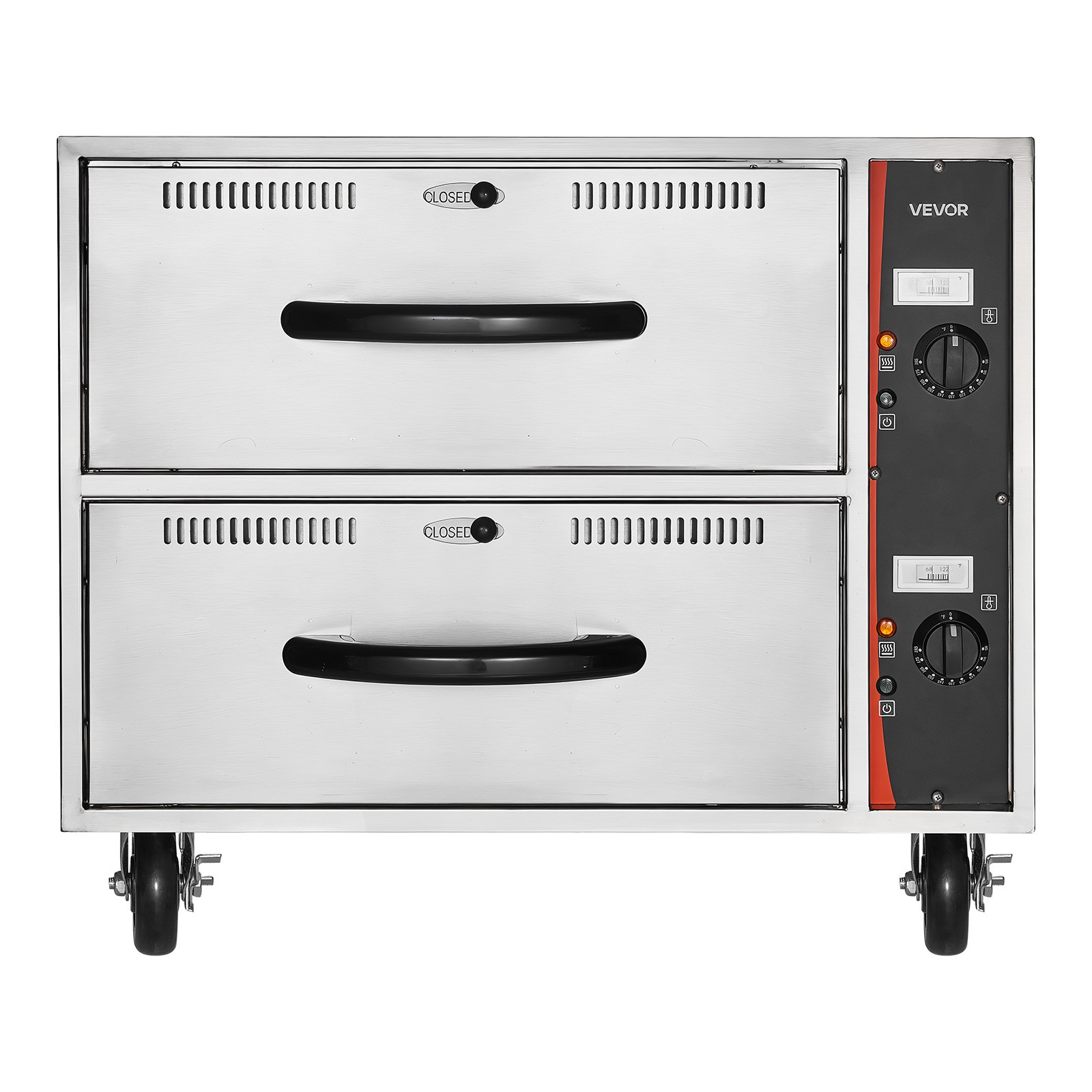 VEVOR Commercial Electric Drawer Warmer Two Drawers Stainless Steel Standard