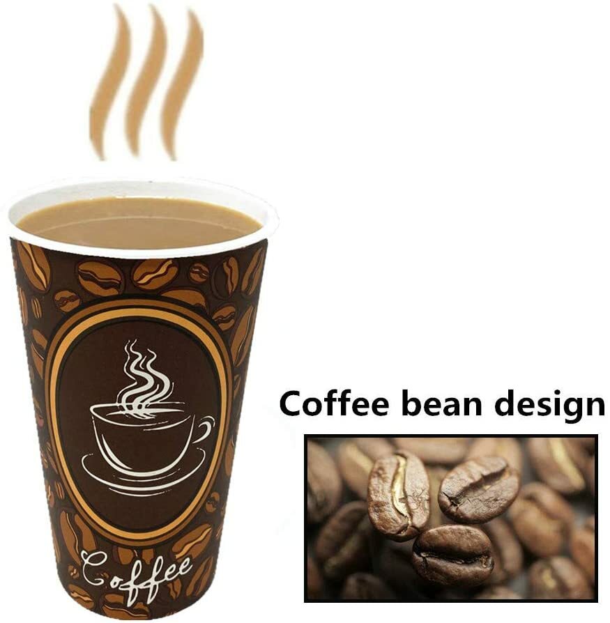 100 Pack 16oz Quality Disposable Paper Hot Coffee Tea Cups – USA SELLER
