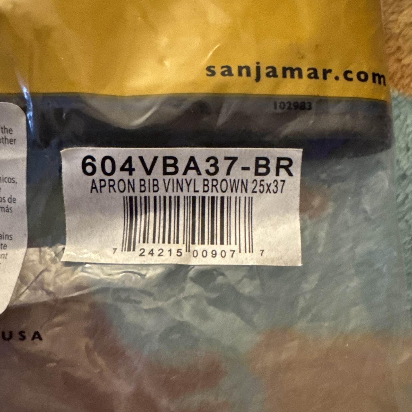BRAND NEW!! San Jamar Brown Vinyl Bib Apron 25×37 – 604VBA37-BR 604VBA-BR