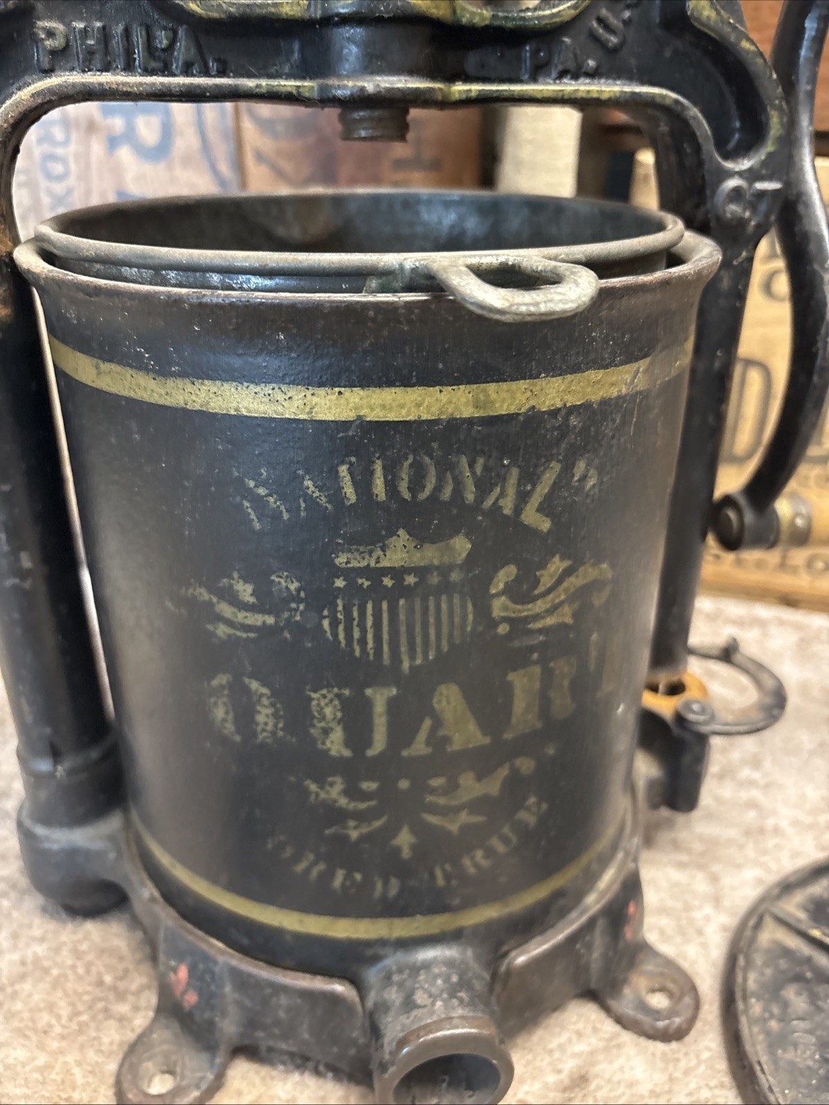 Antique Cast Iron National 4 Quart Fruit Press Sausage Stuffer Philadelphia 1897