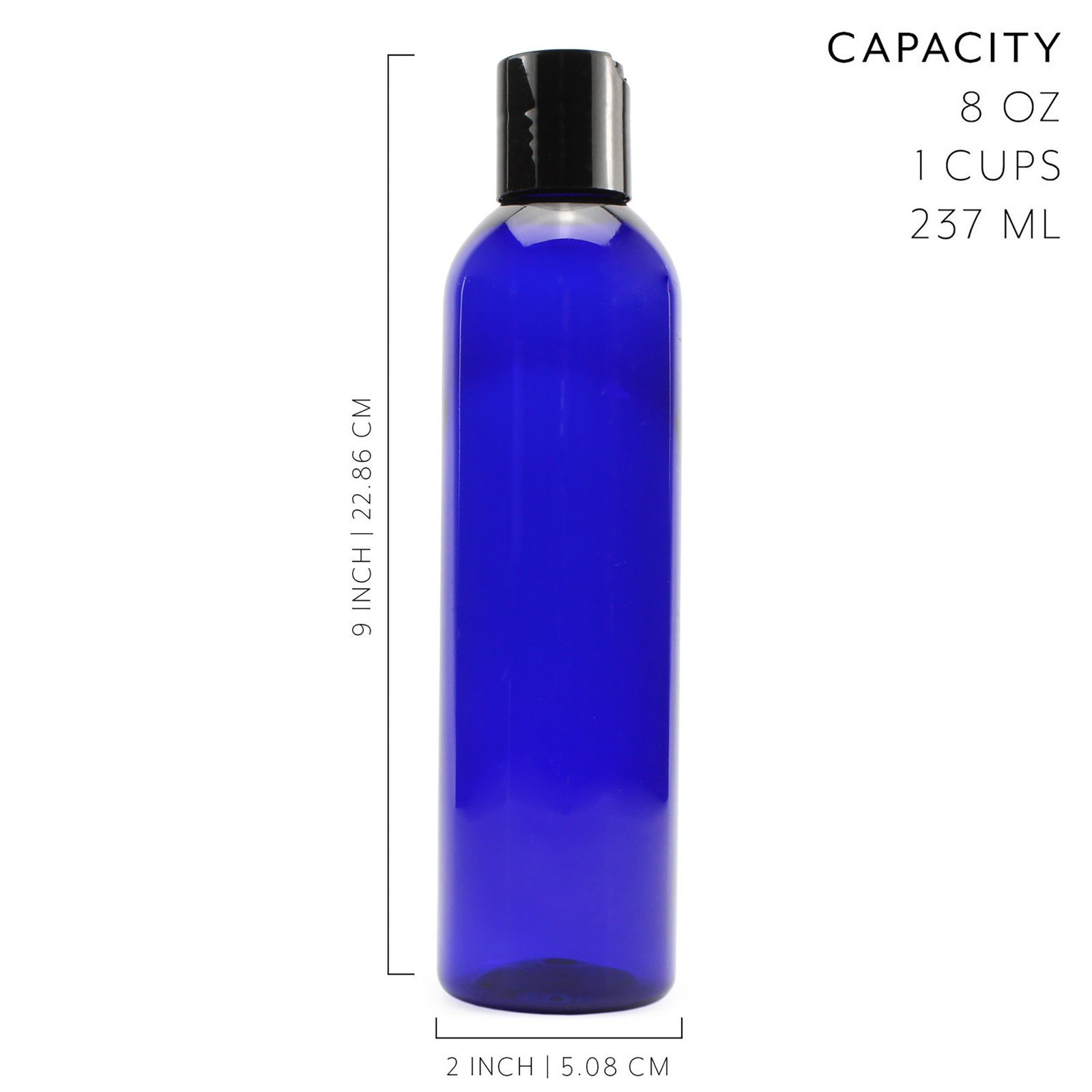 Plastic Squeeze Bottles w/Disc Top Flip Cap Bulk, 8oz 6pk Blue; BPA-Free