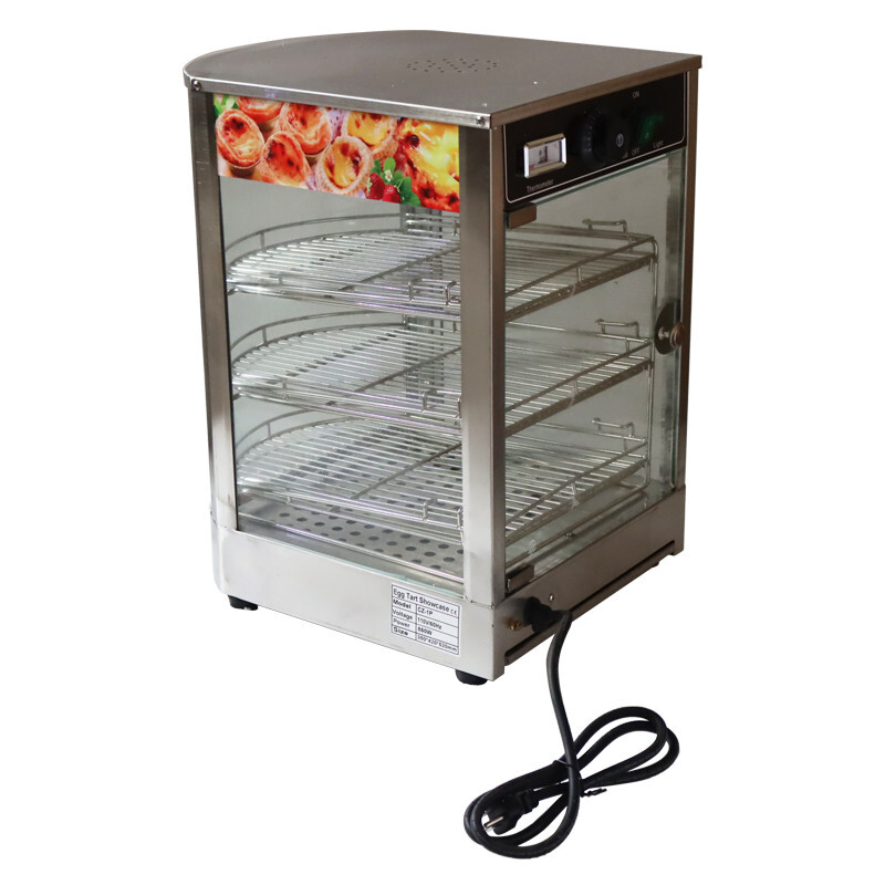 110V 850W Stainless Steel Food Pizza Warmer Display Cabinet with 3 Movable Layer