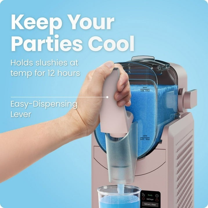 Chefman Iceman Slush Ease Slushy Maker Frozen Drink Machine Touchscreen Pink