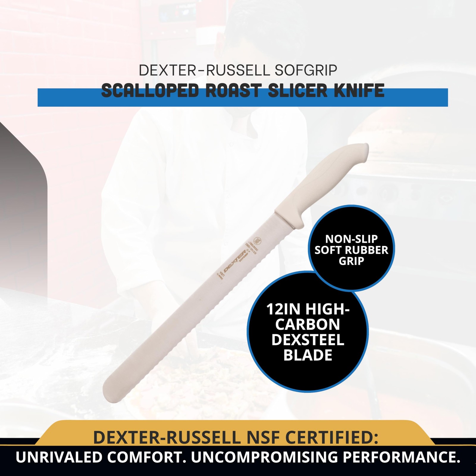 Dexter-Russell Sofgrip 12 Scalloped Roast Slicer Knife 24243 High-Carbon