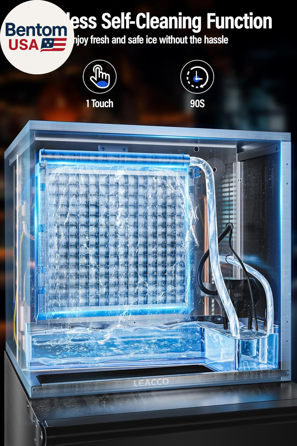 Commercial Ice Maker Machine 680LBS/24H, 1200W Industrial Ice Machine with 560LB