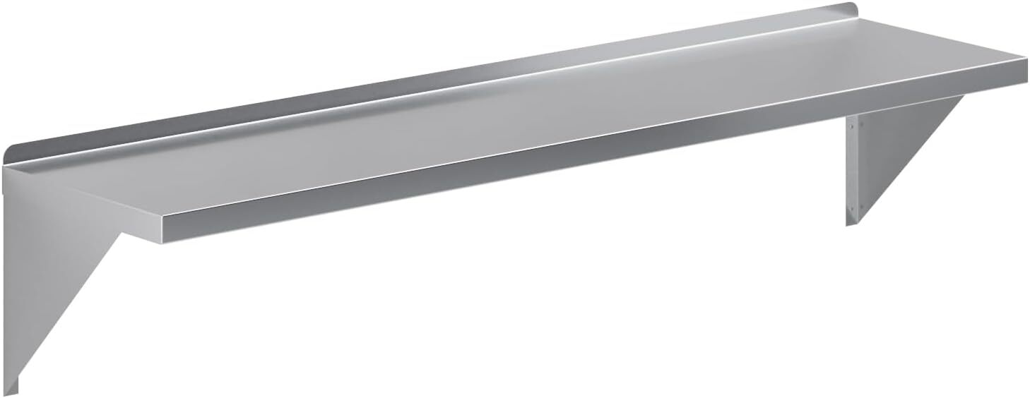 Heavy-Duty Stainless Steel Wall Shelf – Square Edge Metal Kitchen Shelving
