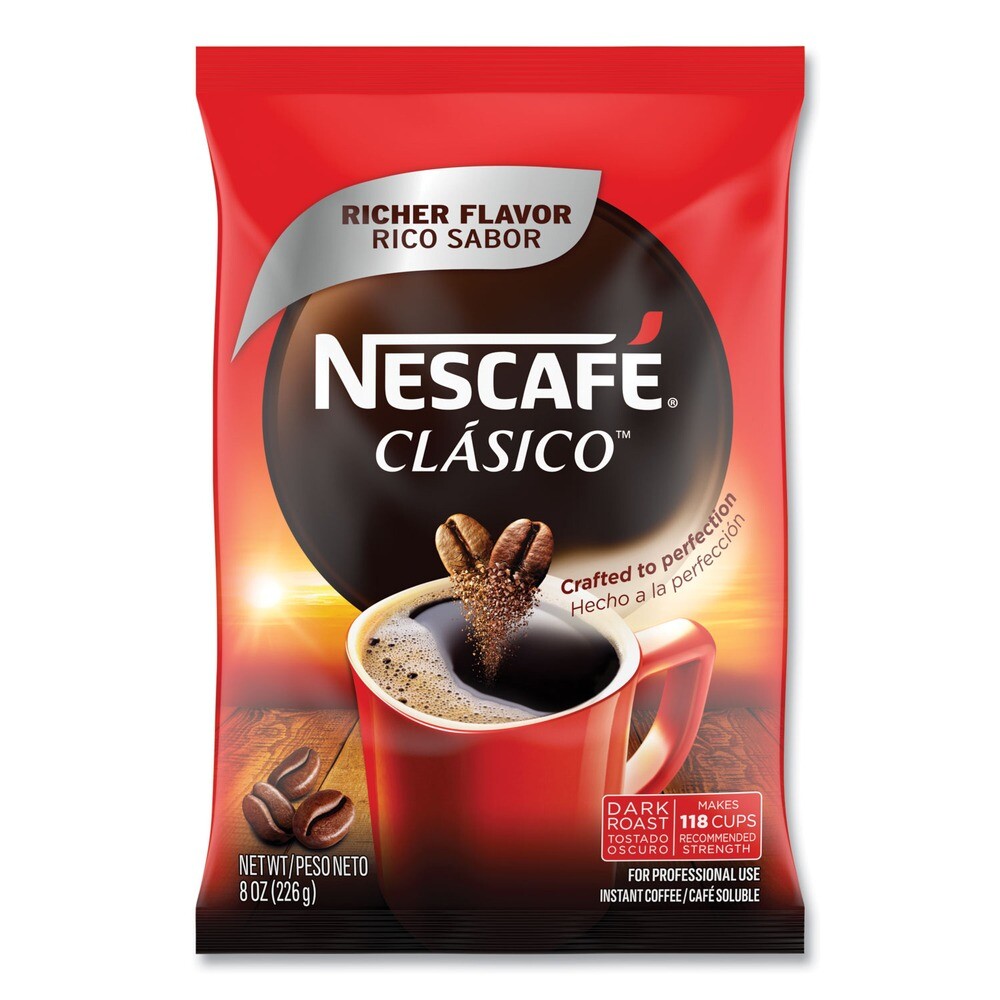 Nescafe 70948CT 8 oz Dark Roast Instant Coffee – Clasico (12/Carton) New