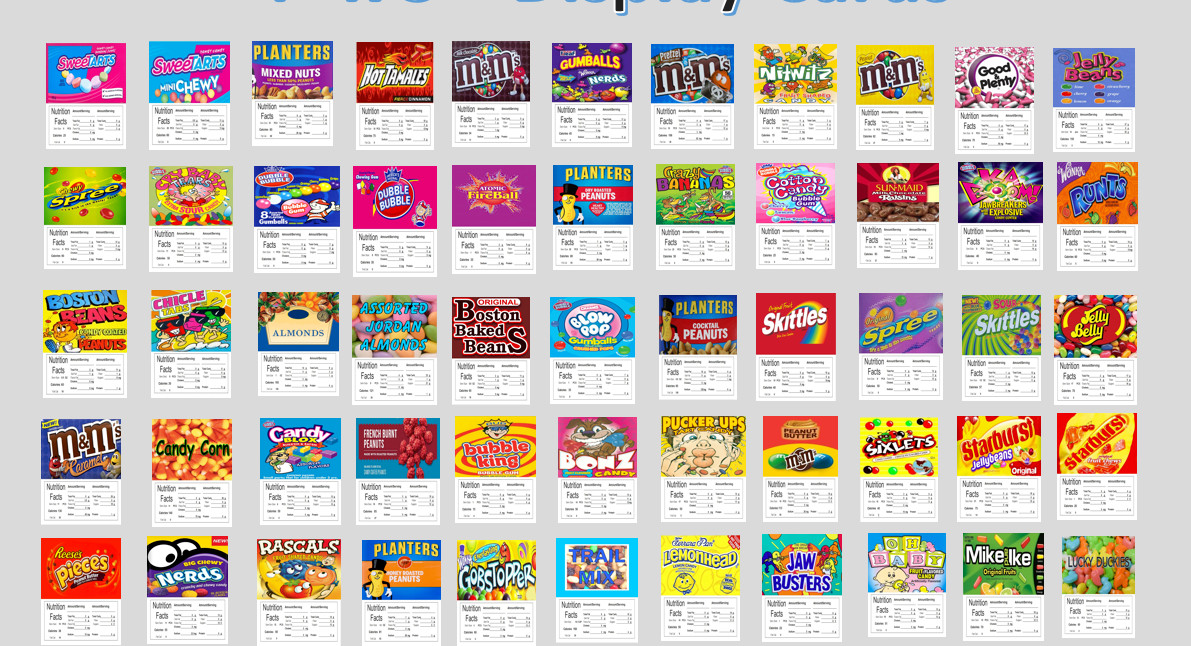 Candy Vending Machine Label Sticker with Nutrition Info 2.5″