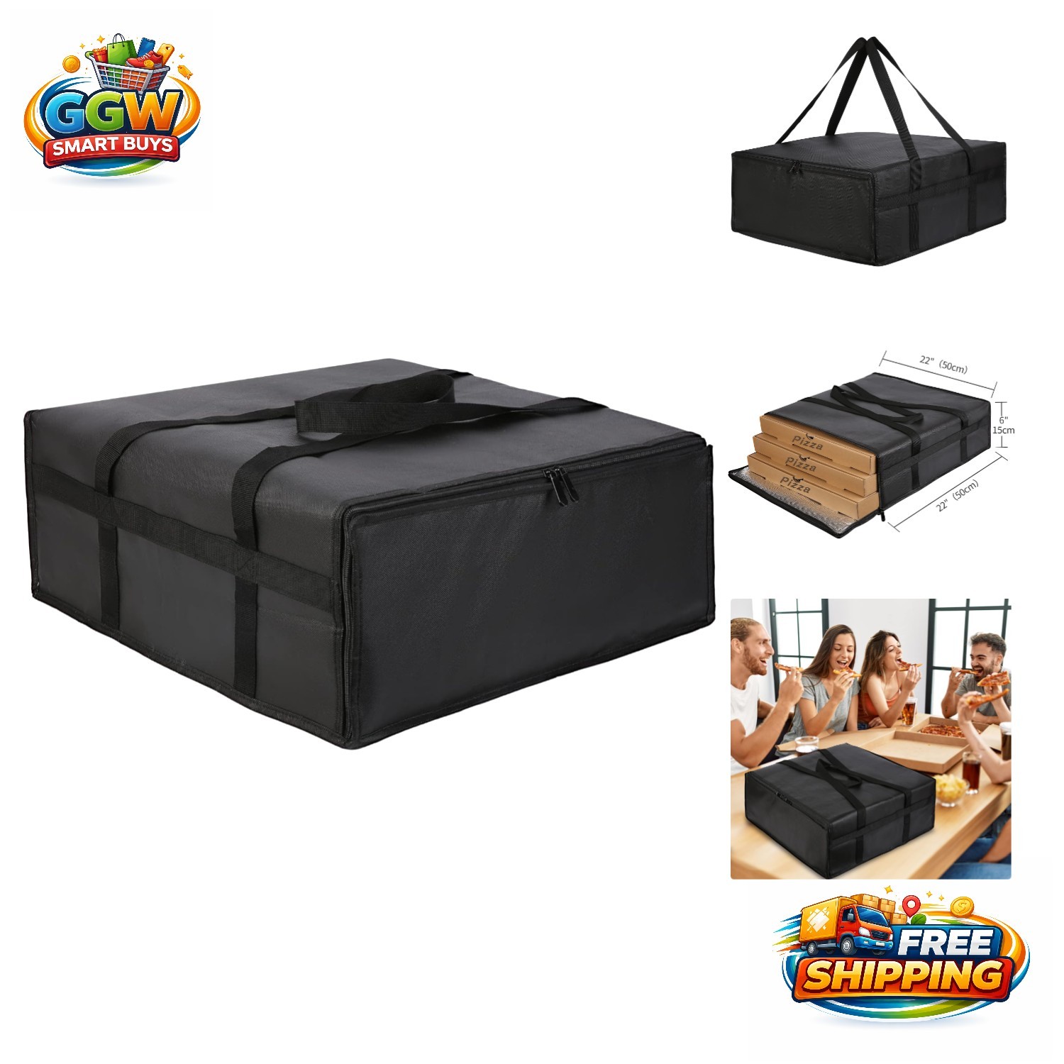 High-Quality Heavy-Duty Pizza Insulated Bag – 20W x 6H x 20D for Professionals