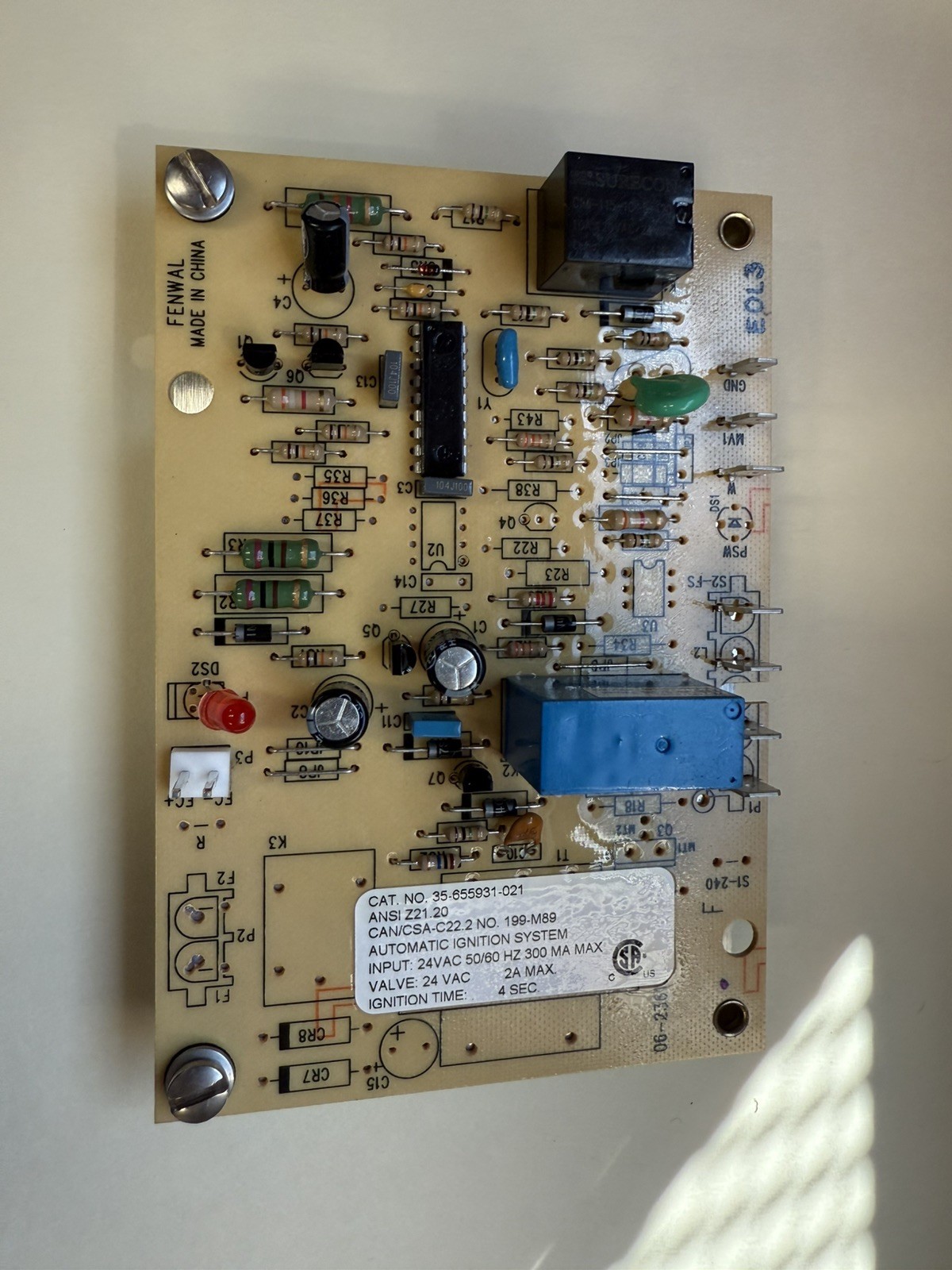 FENWAL CONTROLS INC. IGNITION CONTROL BOARD – PART NUMBER: 35-655931-021