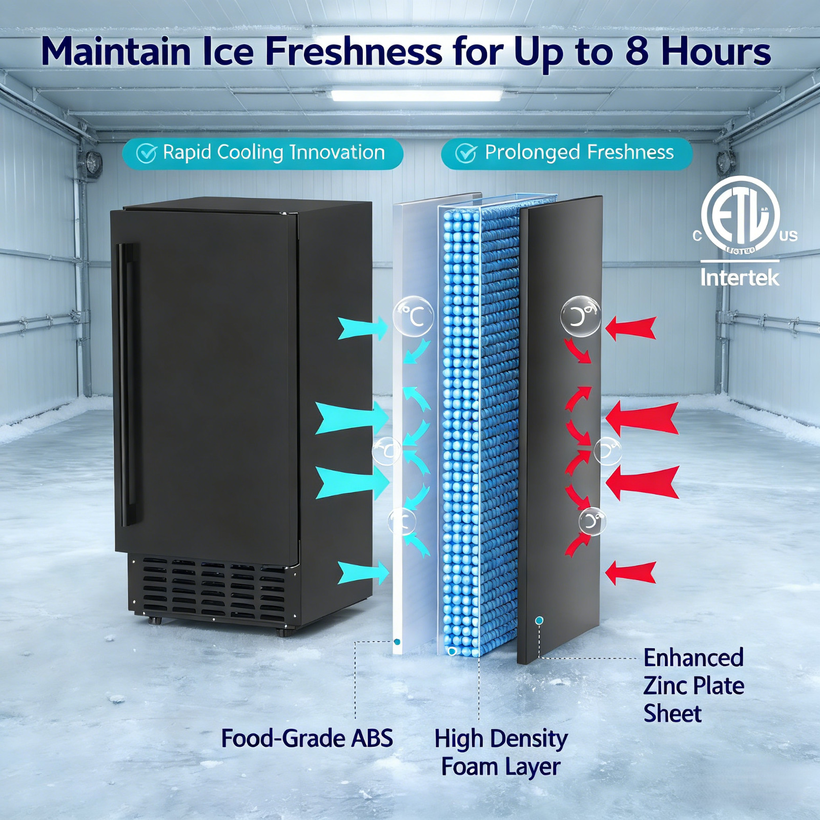 Ice Machine 66 lbs. / 24H Nugget Ice Bulit-in/Freestanding in Black