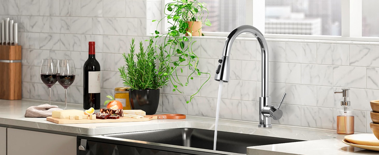 Kitchen Faucet Head Replacement:Stainless Steel Spray Head,3 Modes Pull Out